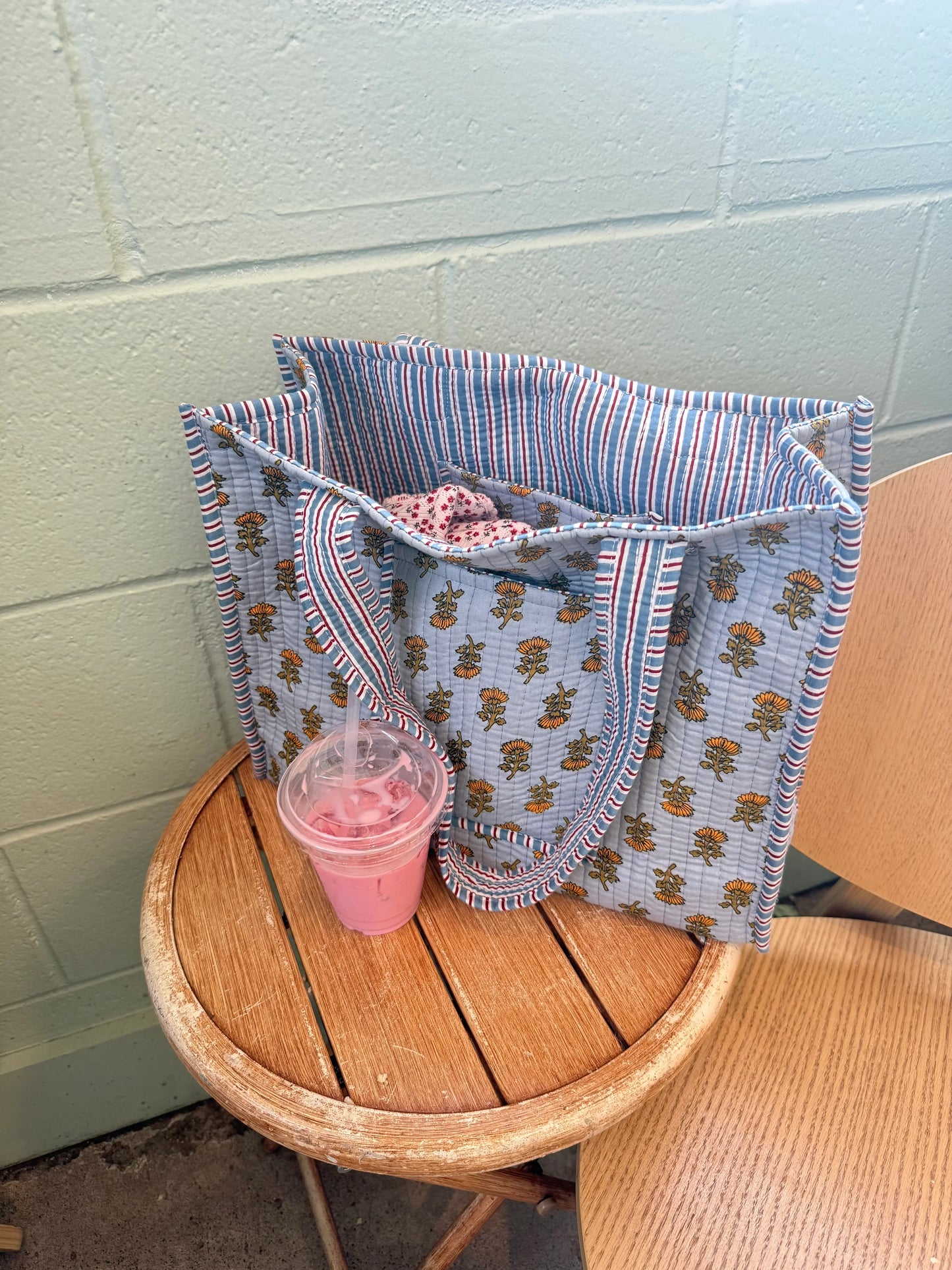Cotton Quilt Handblock Print Reversible Tote Bags - Chickticks