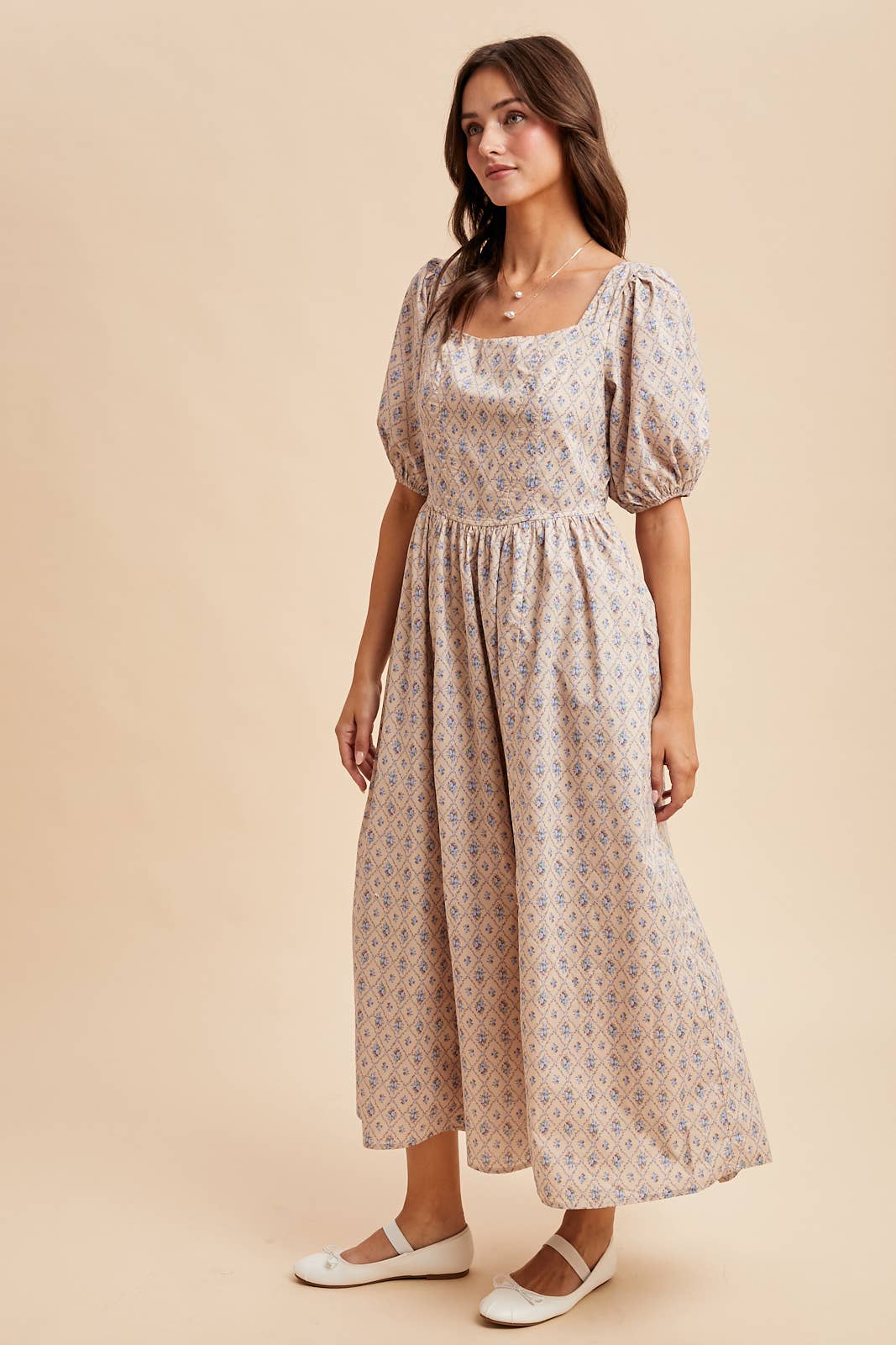 COTTON SQUARE NECK PUFF DRESS - Chickticks