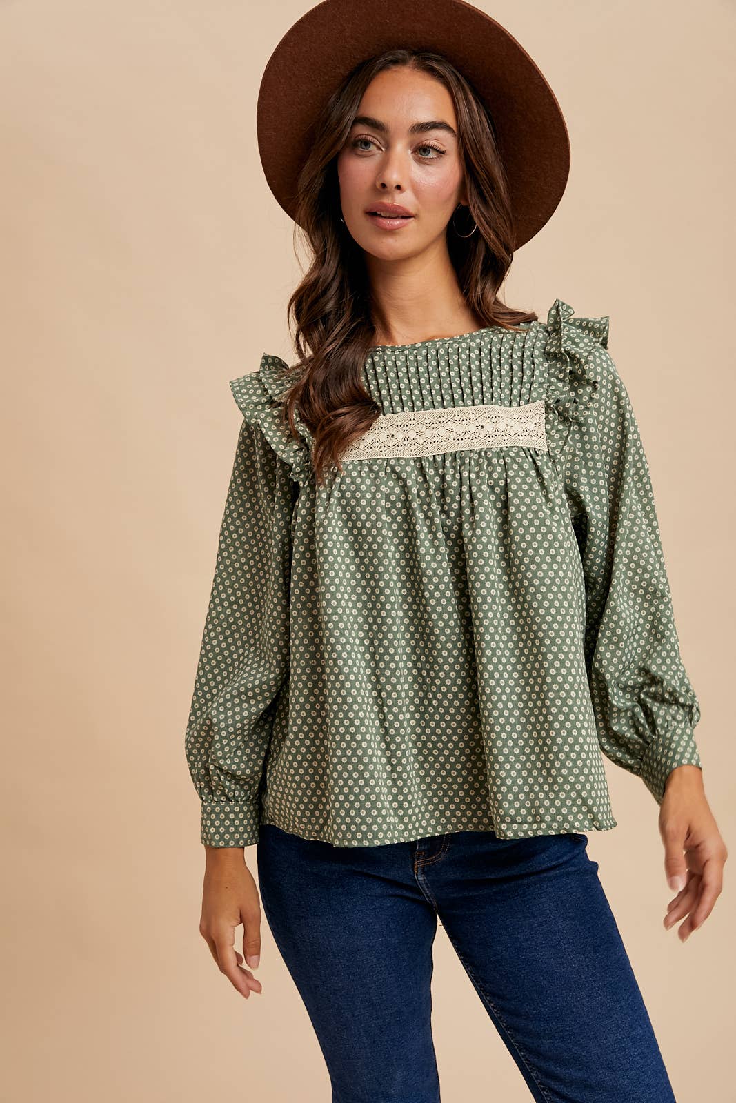 PINTUCK SMOCK LONG SLEEVE BLOUSE - Chickticks