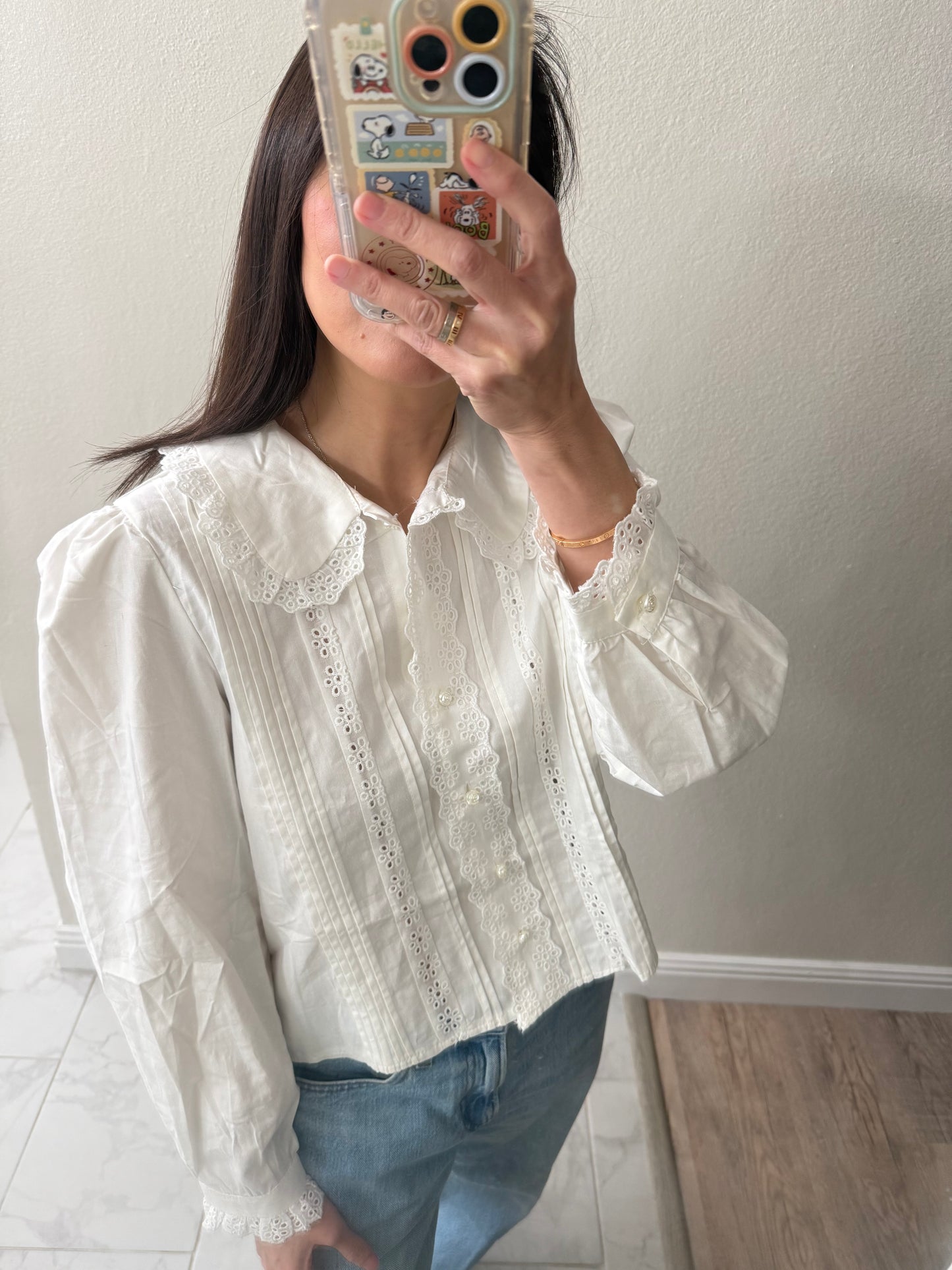 Cotton Pintuck Eyelet Shirt. White Cotton Shirt. Natural Fabric Shirt. Whimsical Boho Victorian style Shirt - Chickticks