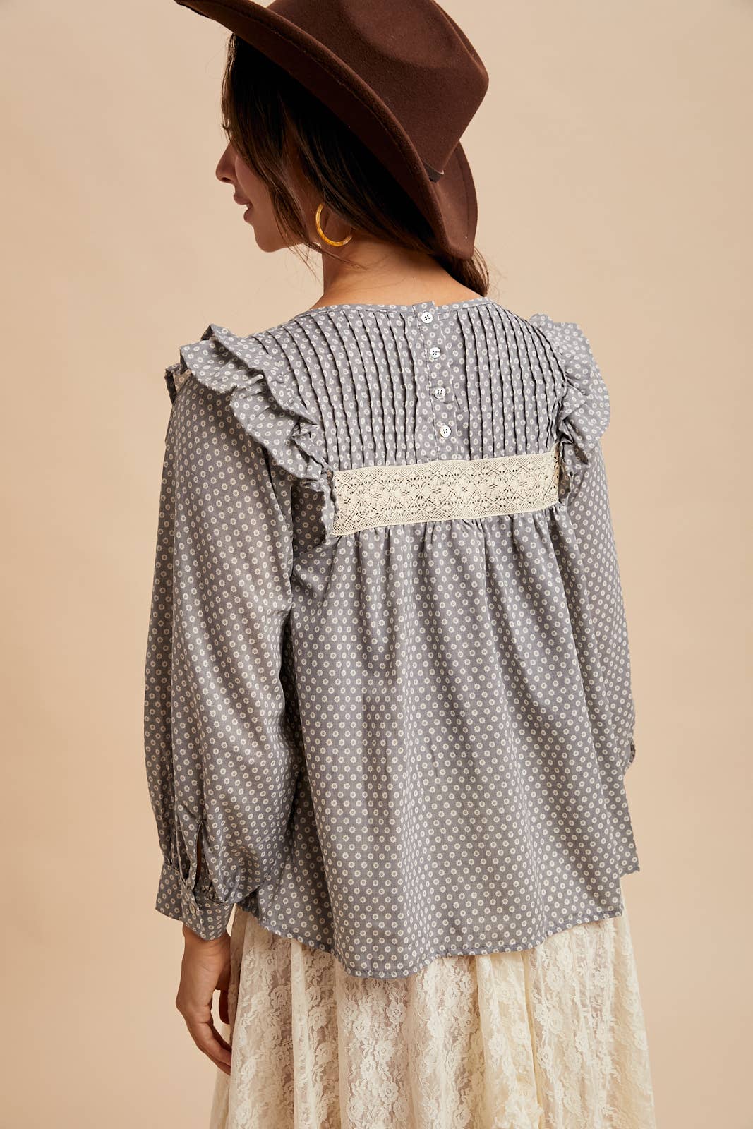 PINTUCK SMOCK LONG SLEEVE BLOUSE - Chickticks