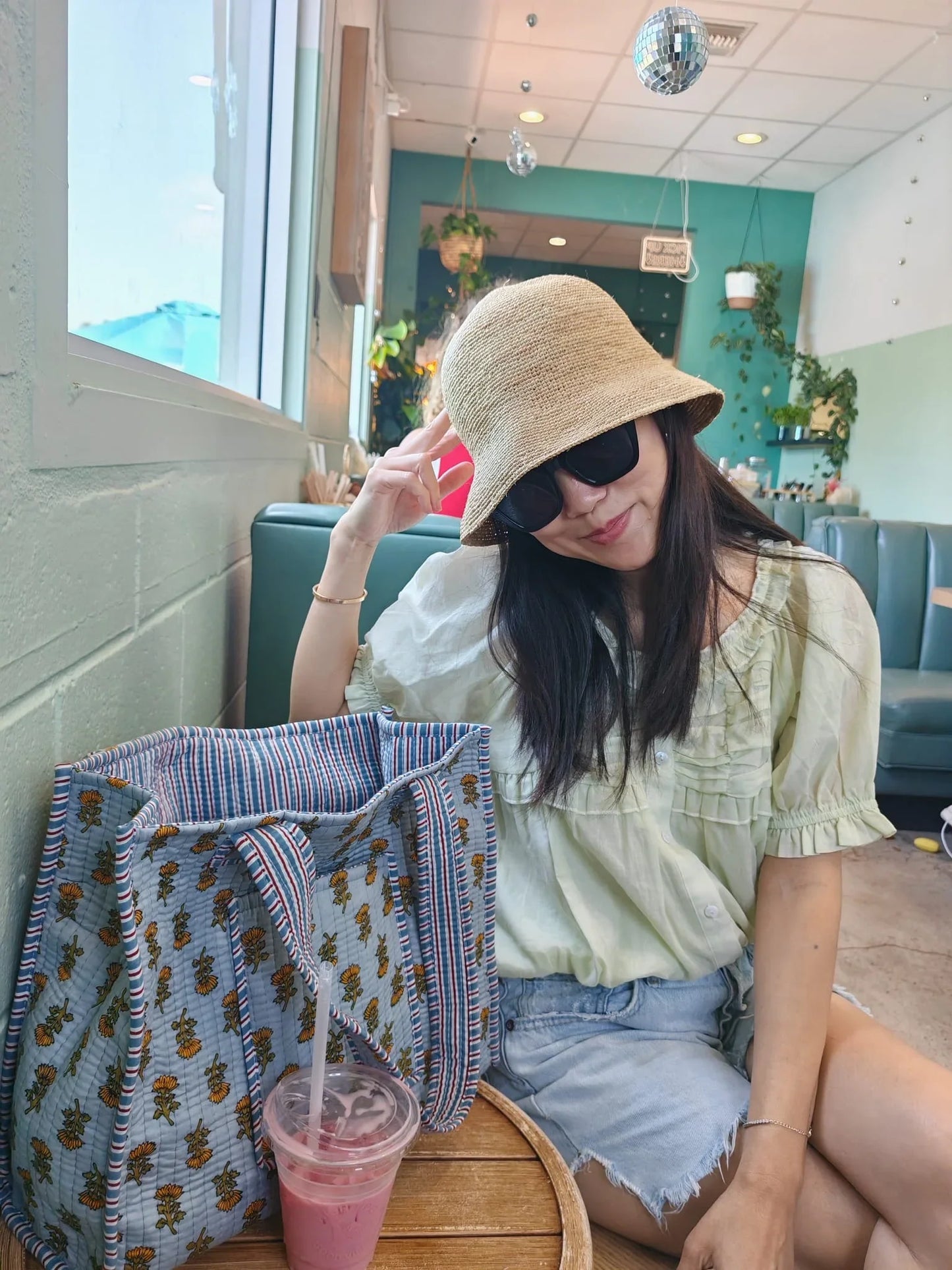 Pintuck cotton button down blouse in sage green - Chickticks