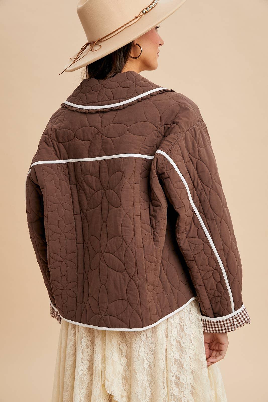 FLORAL QUILTED COLLARED JACKET - Chickticks