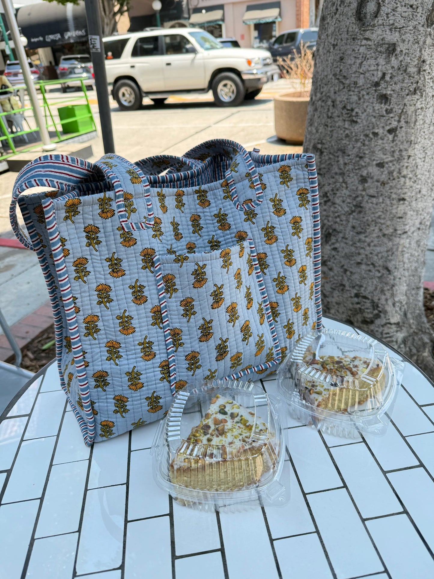 Cotton Quilt Handblock Print Reversible Tote Bags - Chickticks