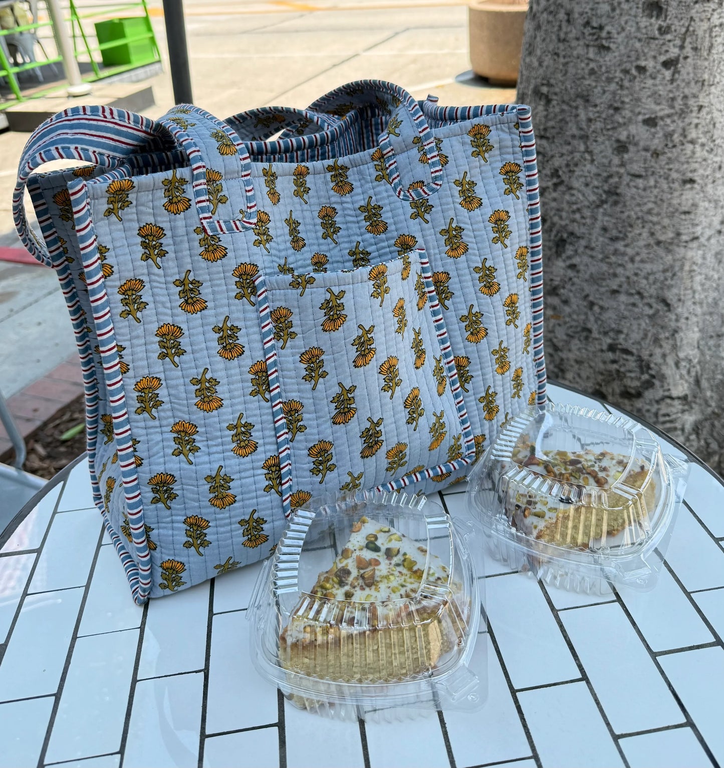 Cotton Quilt Handblock Print Reversible Tote Bags - Chickticks