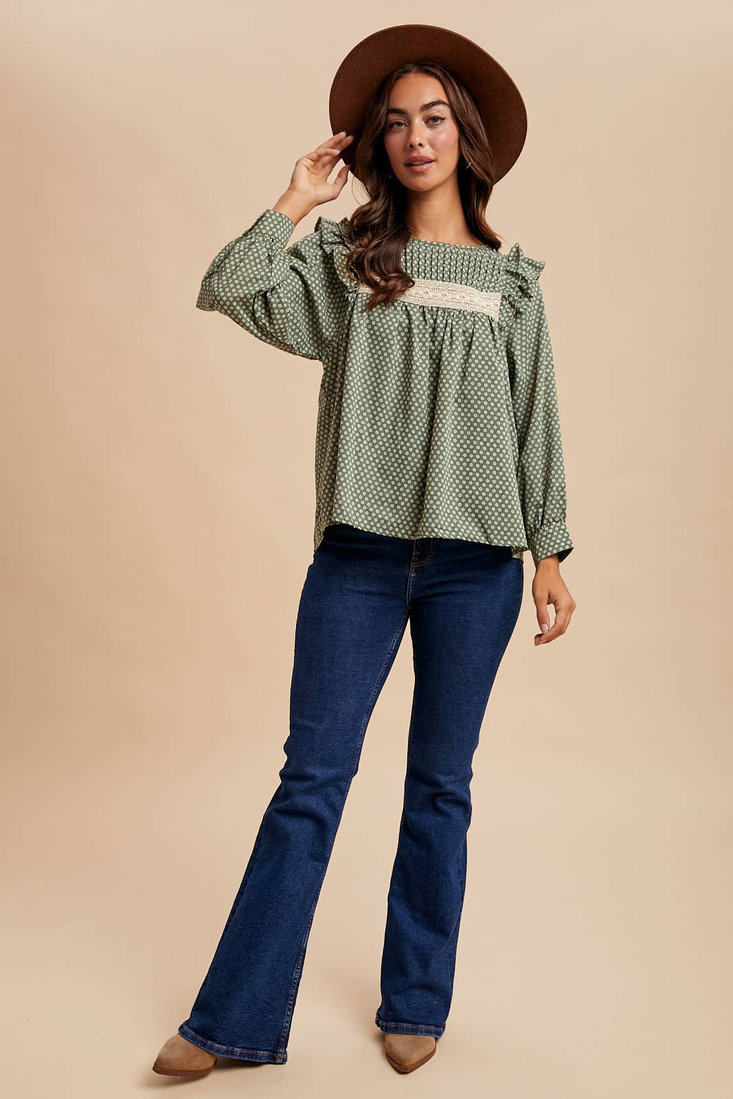 PINTUCK SMOCK LONG SLEEVE BLOUSE - Chickticks