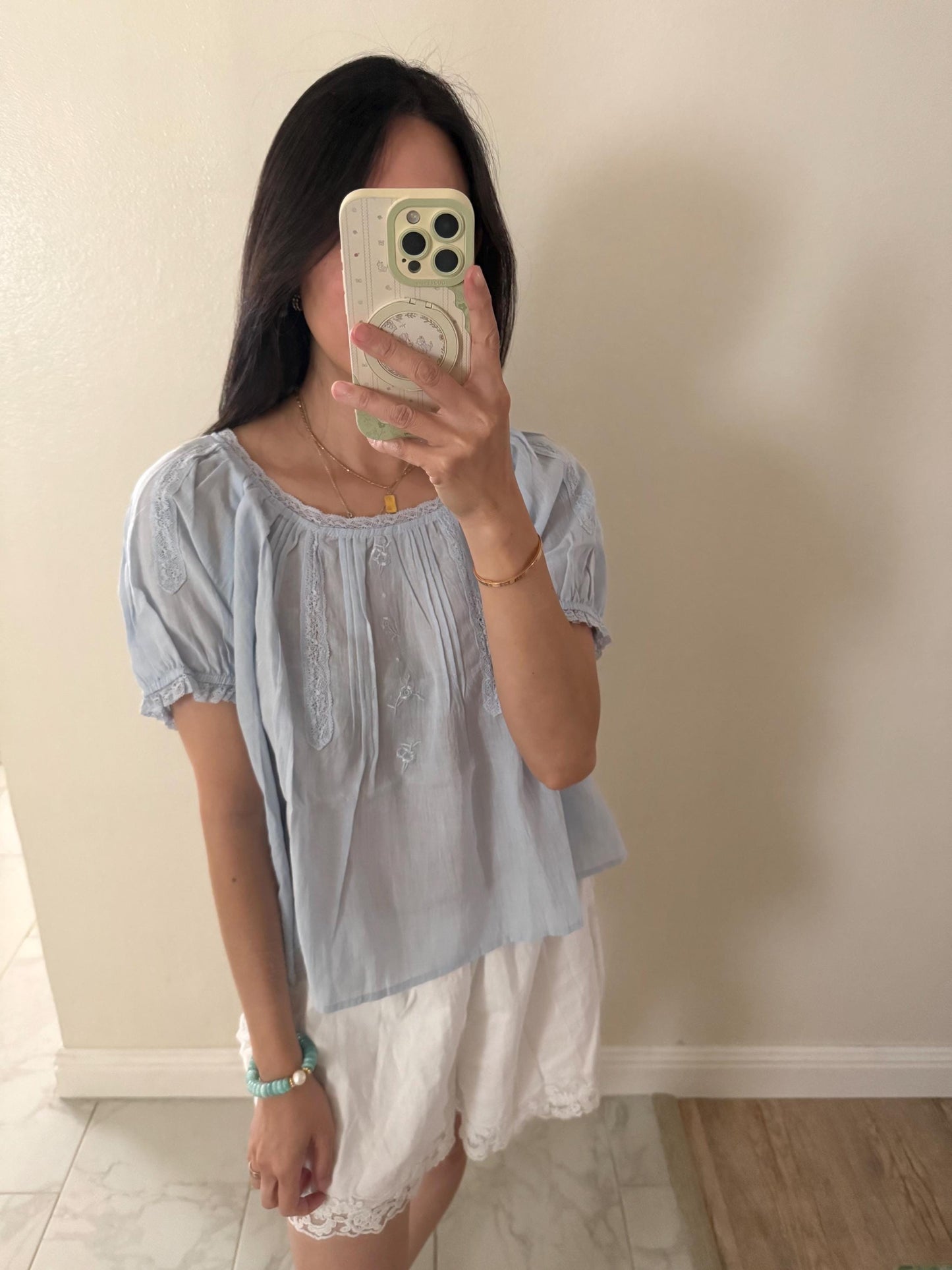 Casual cotton pintuck eyelet romantic top . Whimsical cottage core top. Bohemian cotton vest . Praire cotton lace top. Embroidered top.