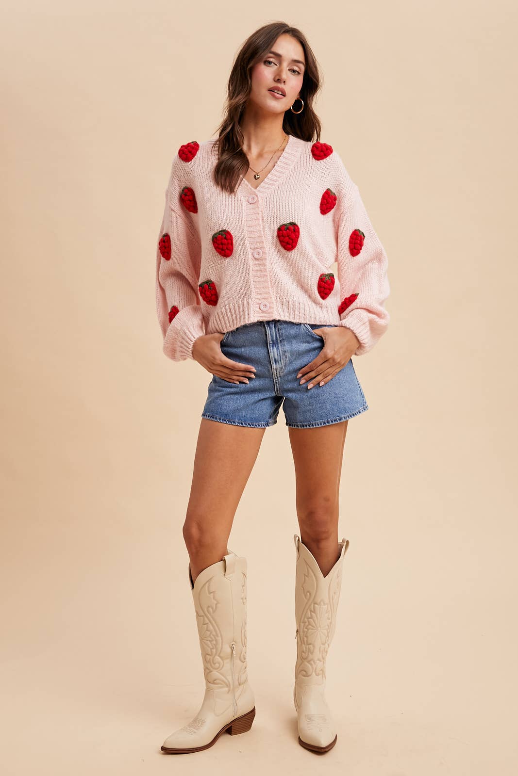 KNITTED 3D STRAWBERRY CARDIGAN - Chickticks