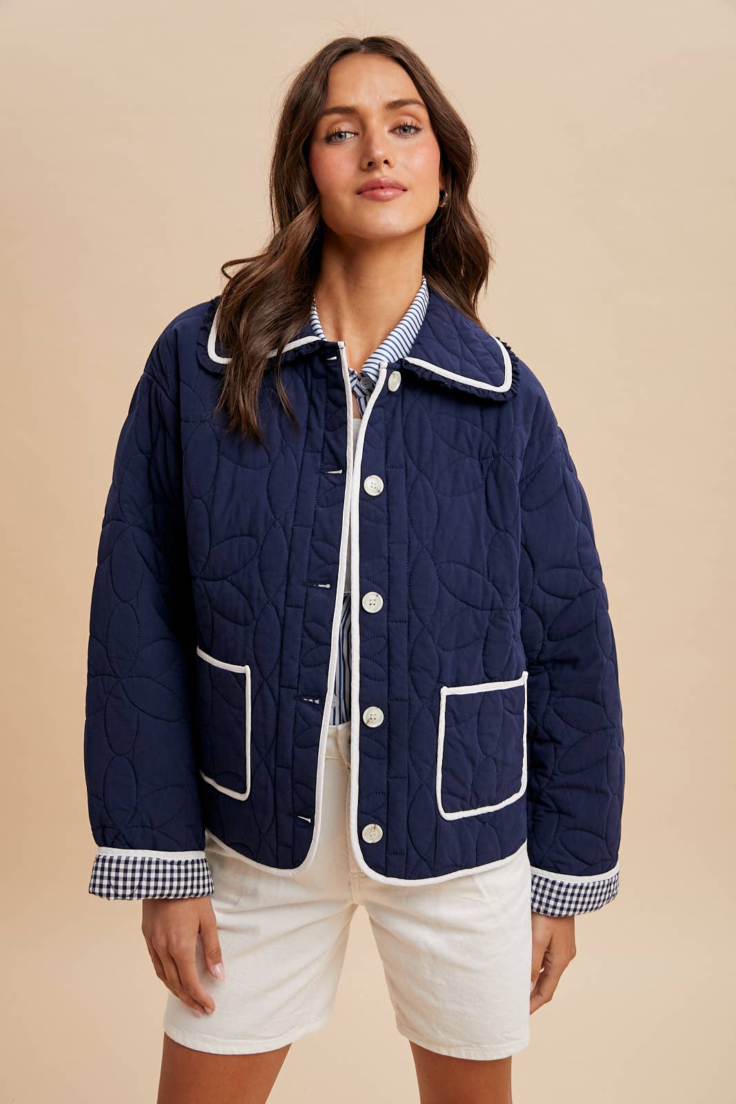 FLORAL QUILTED COLLARED JACKET - Chickticks