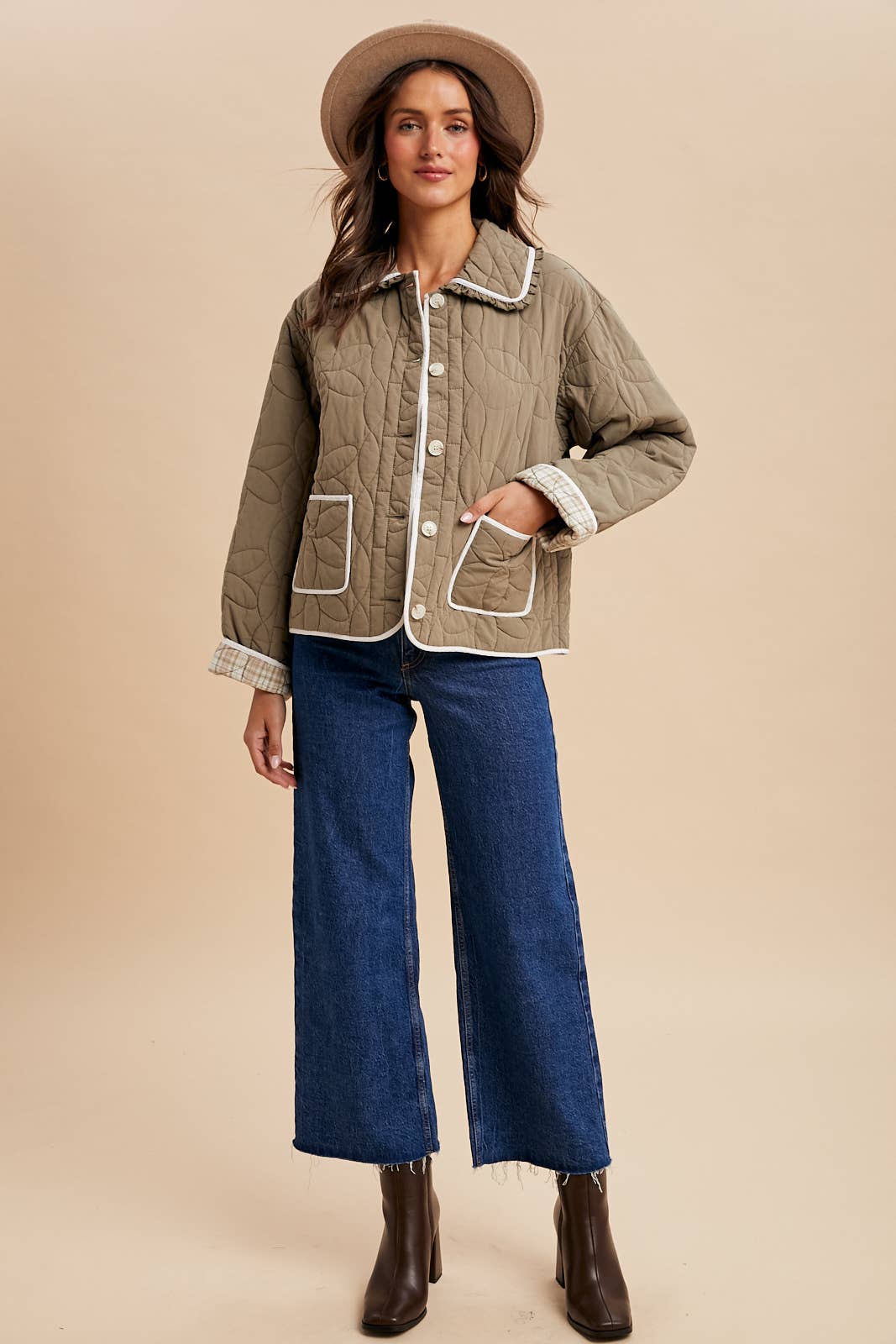 FLORAL QUILTED COLLARED JACKET - Chickticks