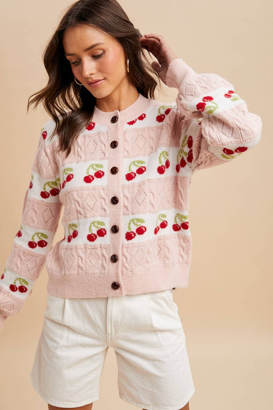 CHERRY KNITTED CARDIGAN - Chickticks