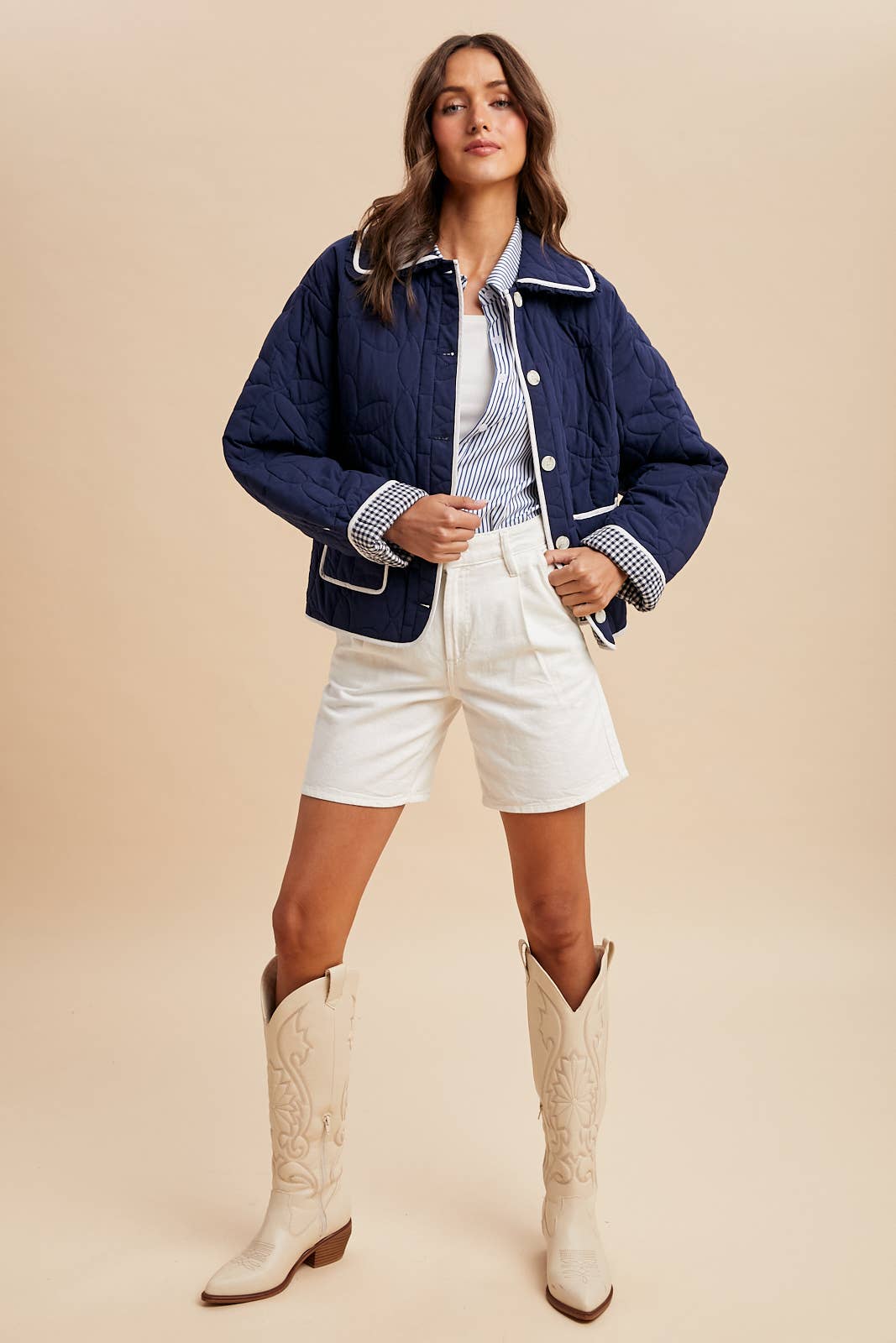 FLORAL QUILTED COLLARED JACKET - Chickticks