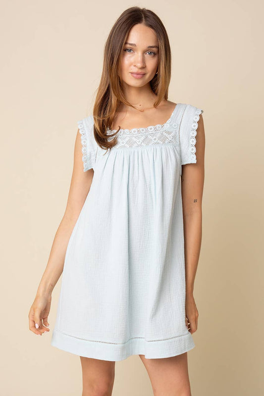 Jamya Square-Neck Empire Mini Dress