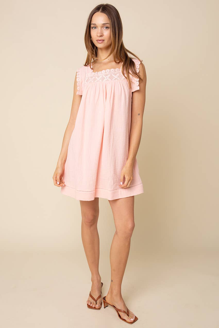 Jamya Square-Neck Empire Mini Dress