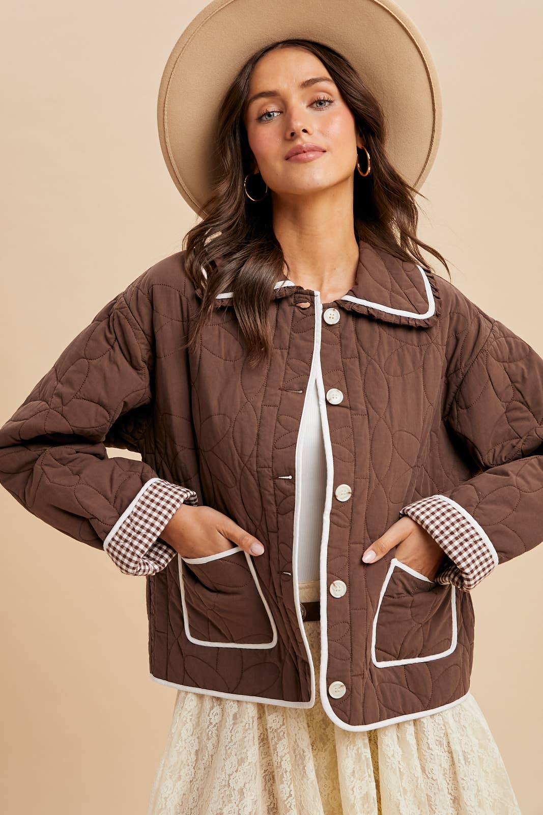 FLORAL QUILTED COLLARED JACKET - Chickticks