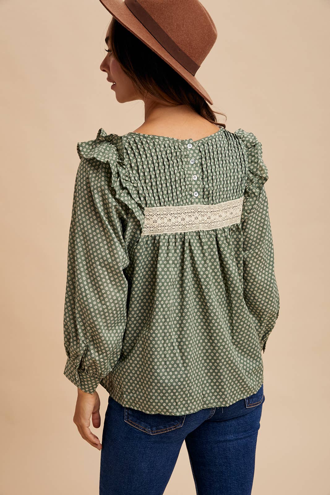 PINTUCK SMOCK LONG SLEEVE BLOUSE - Chickticks
