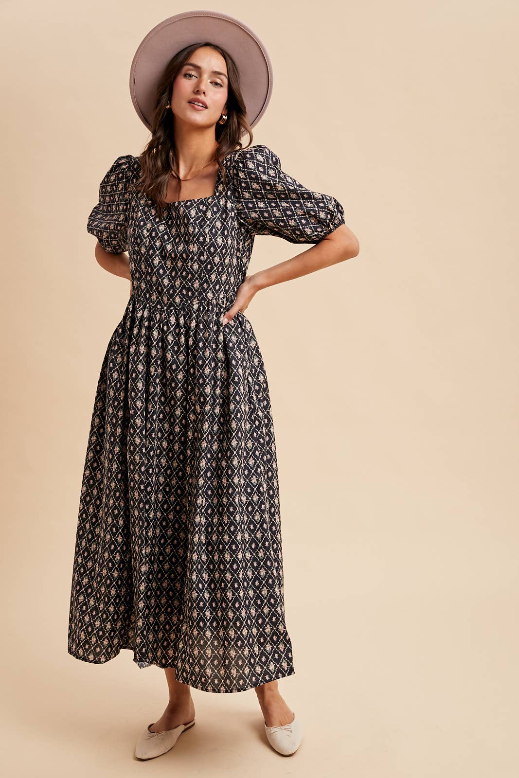 COTTON SQUARE NECK PUFF DRESS - Chickticks