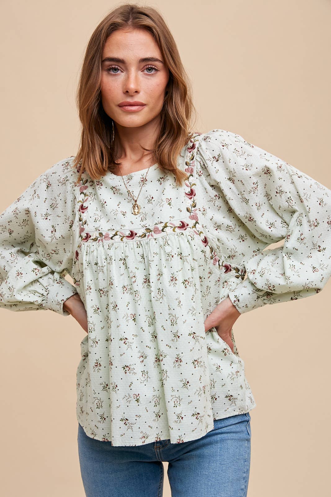 FLORAL PRINT COTTON BLOUSE - Chickticks