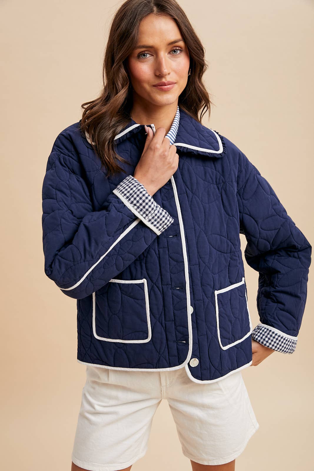 FLORAL QUILTED COLLARED JACKET - Chickticks