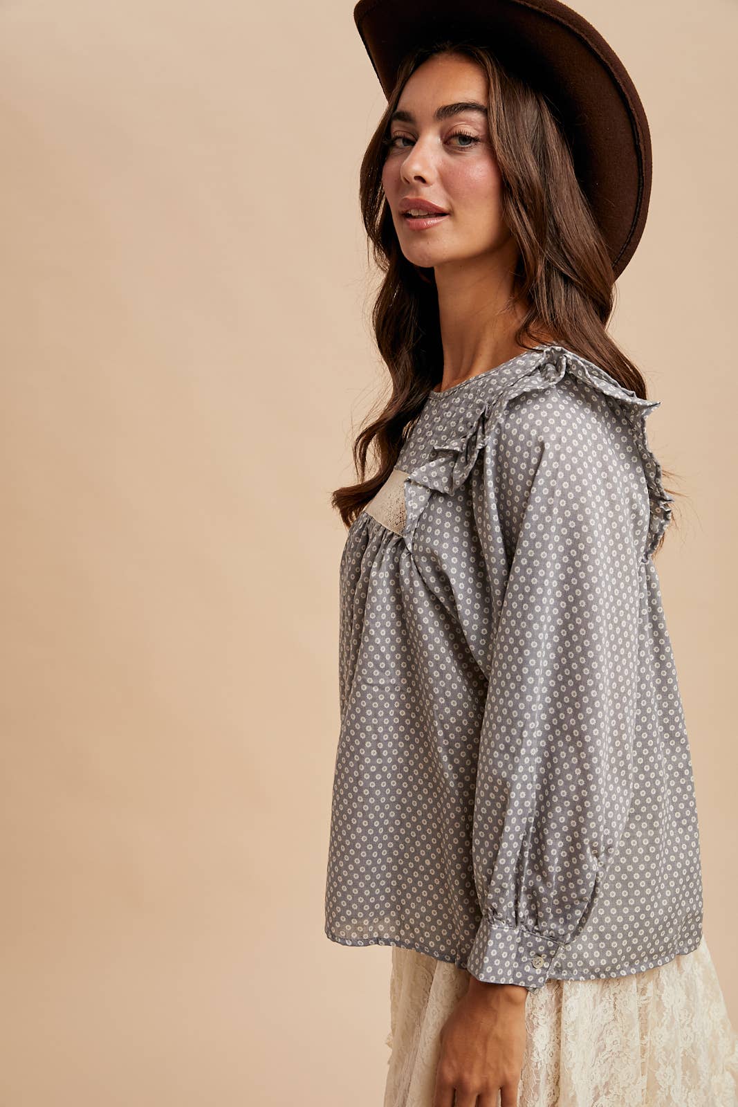 PINTUCK SMOCK LONG SLEEVE BLOUSE - Chickticks