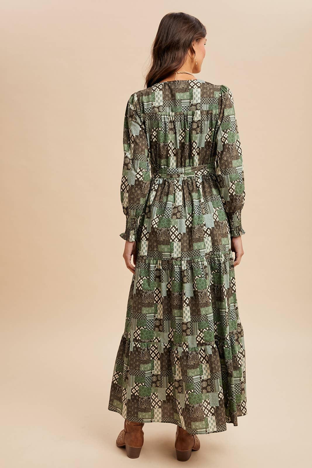 COTTON PATCHWORK EMBROIDERED MAXI DRESS - Chickticks