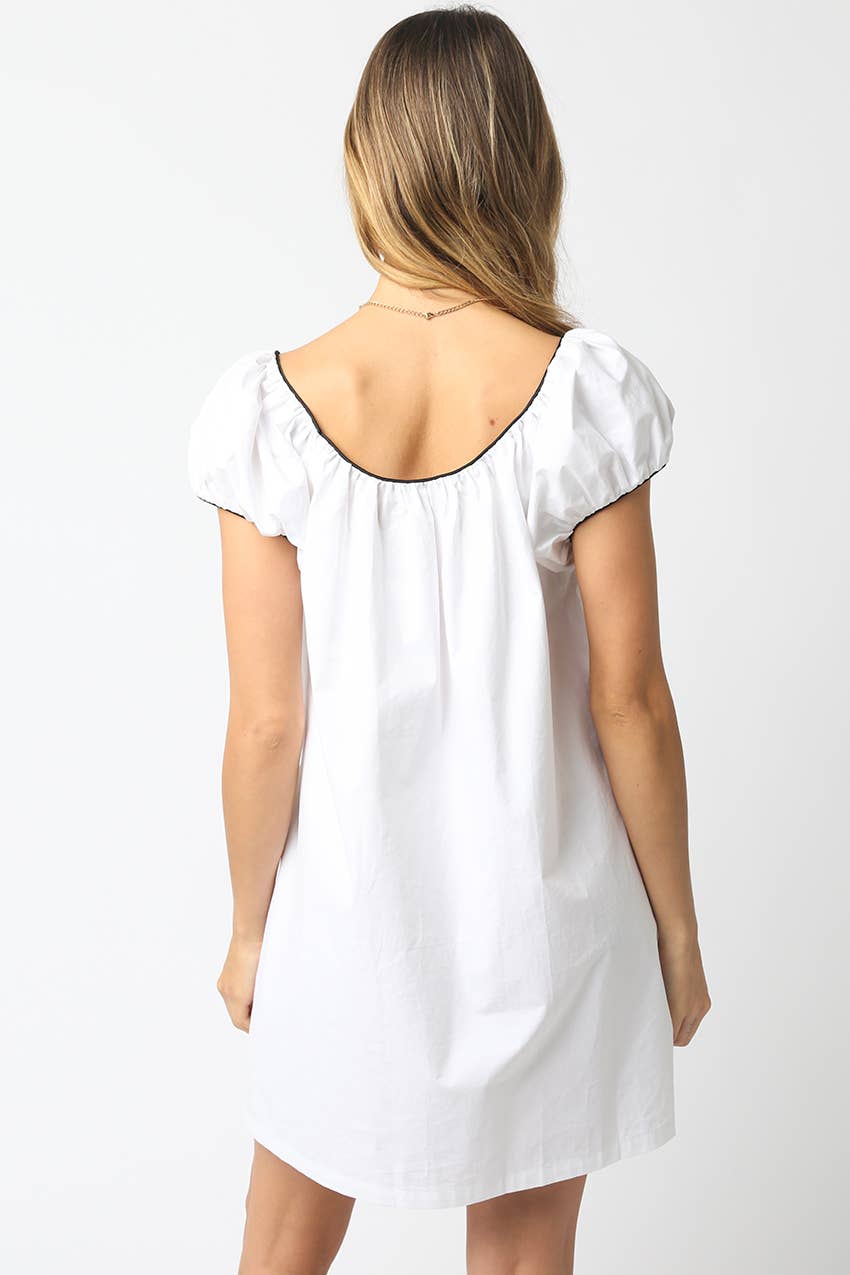 Puff Sleeve Cotton Dress. White Cotton Dress. Cottagecore Mini Dress. Mini White Cotton Dress. Whimsical Mini Dress.