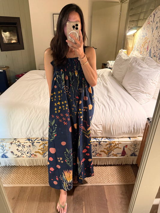 Cotton Floral Maxi Dress. Everyday nap dress. Spaghetti straps dress. Classic cozy comfortable dress. - Chickticks