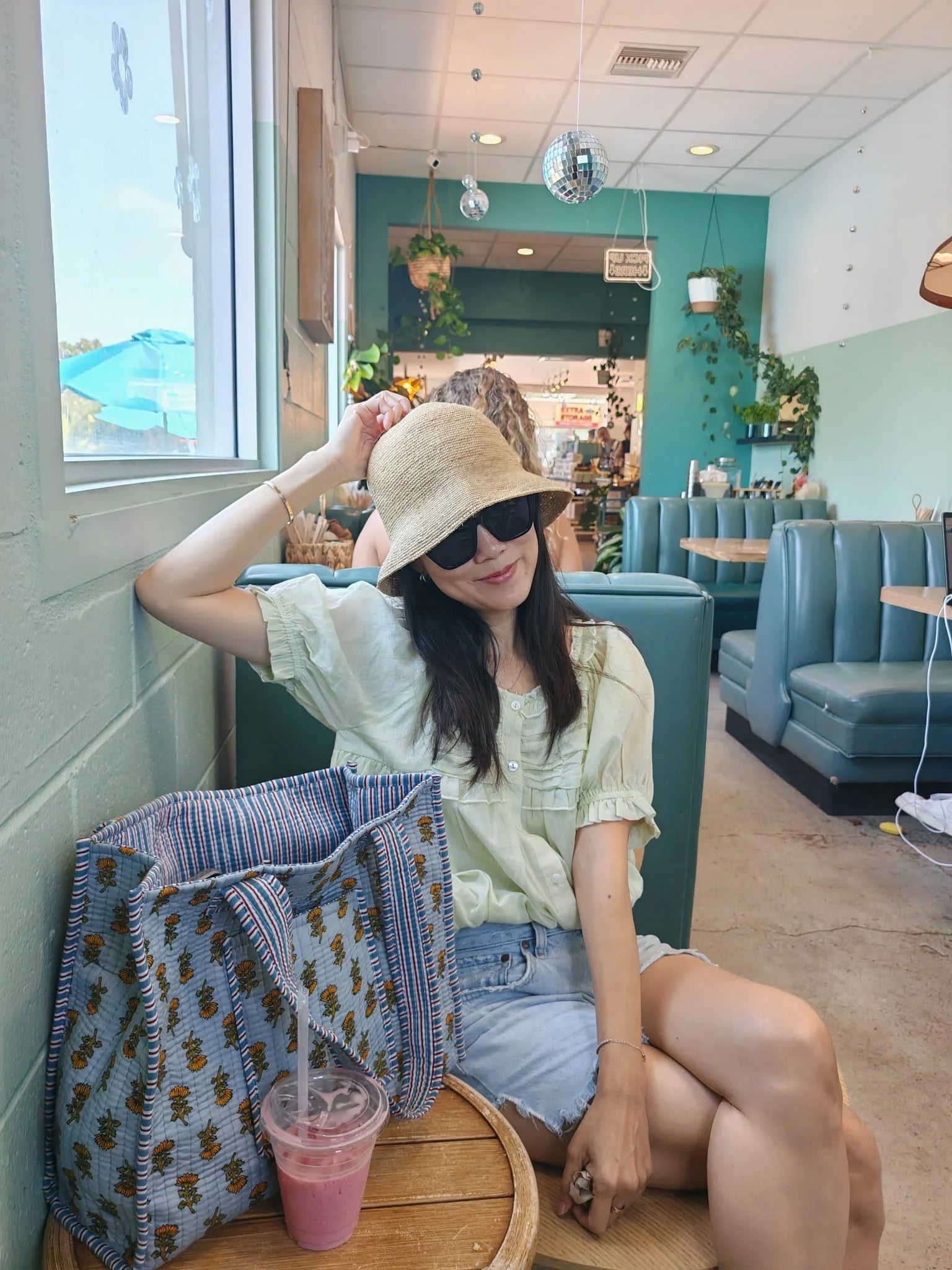 Pintuck cotton button down blouse in sage green - Chickticks