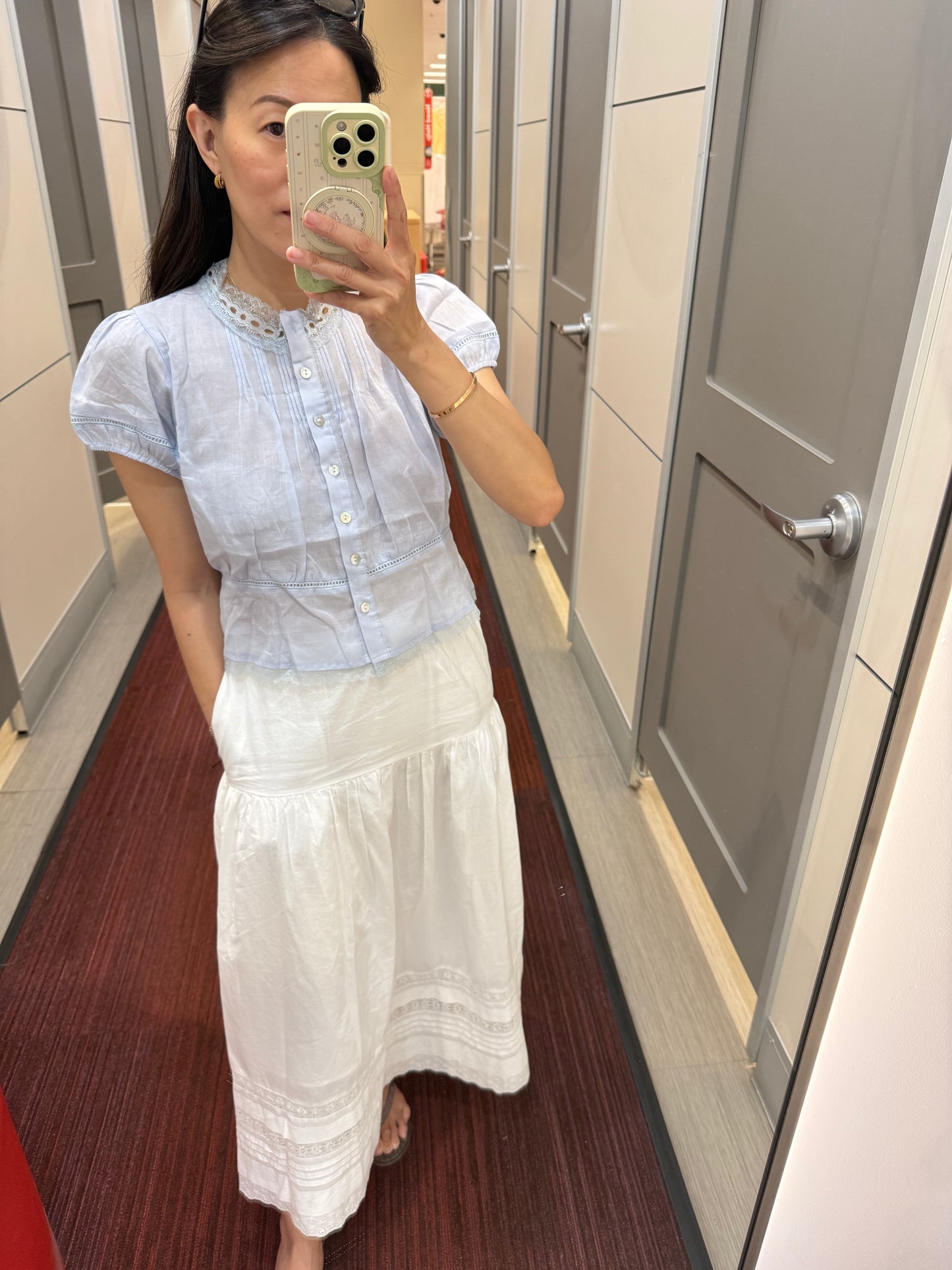 Casual Pintuck Lace Button Down Top. Whimsical Cottage core natural fiber top. Cotton Victorian Style Blouse. Eyelet Classic Cotton Cozy Top.