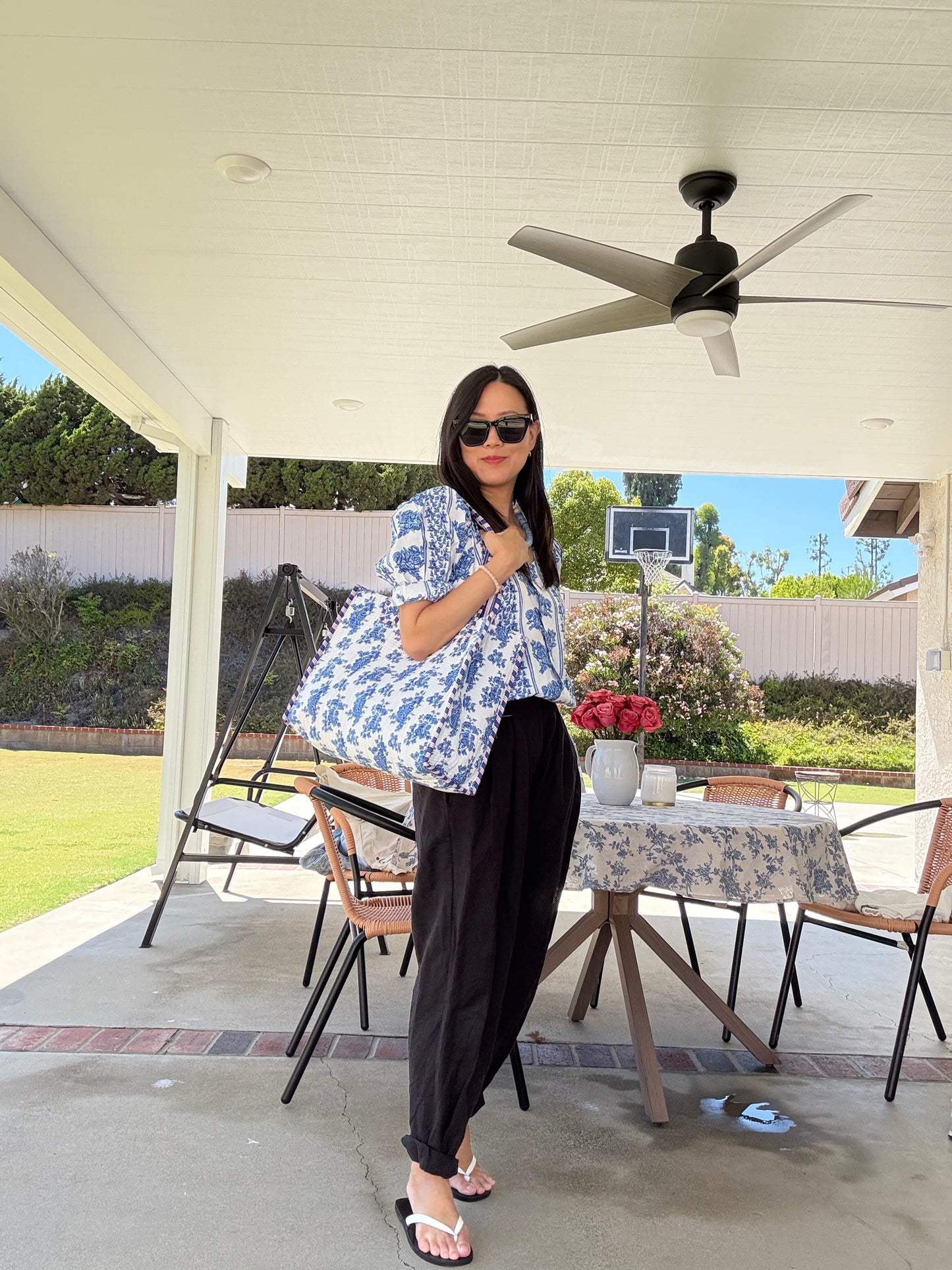 Blue White Classic Handblock Print Casual Everyday Dress or Top. Multi functional Dress/Top in floral print - Chickticks