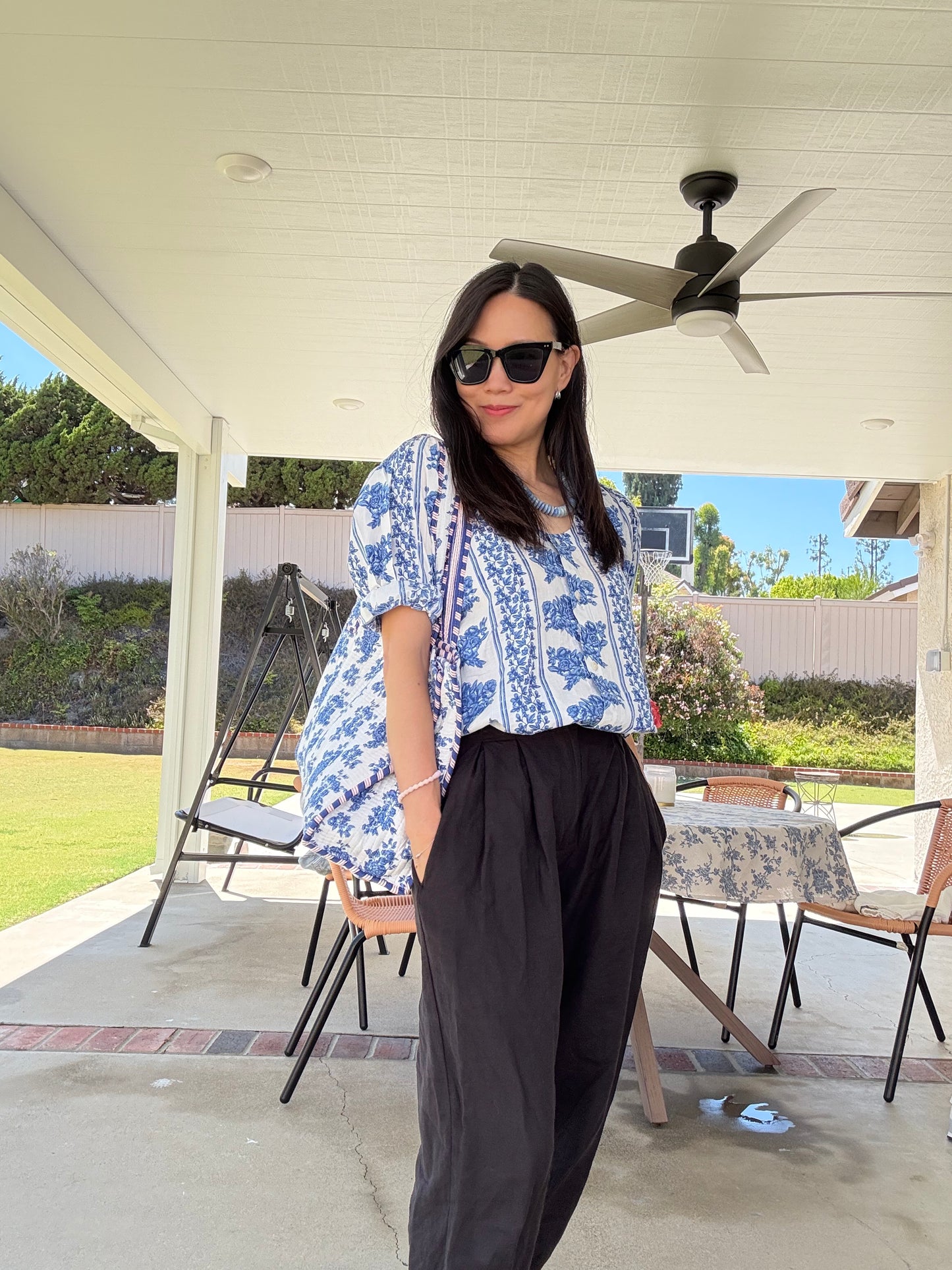 Blue White Classic Handblock Print Casual Everyday Dress or Top. Multi functional Dress/Top in floral print - Chickticks