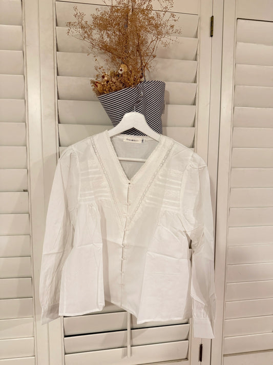 White cotton shirt french lace vintage inspired - Chickticks