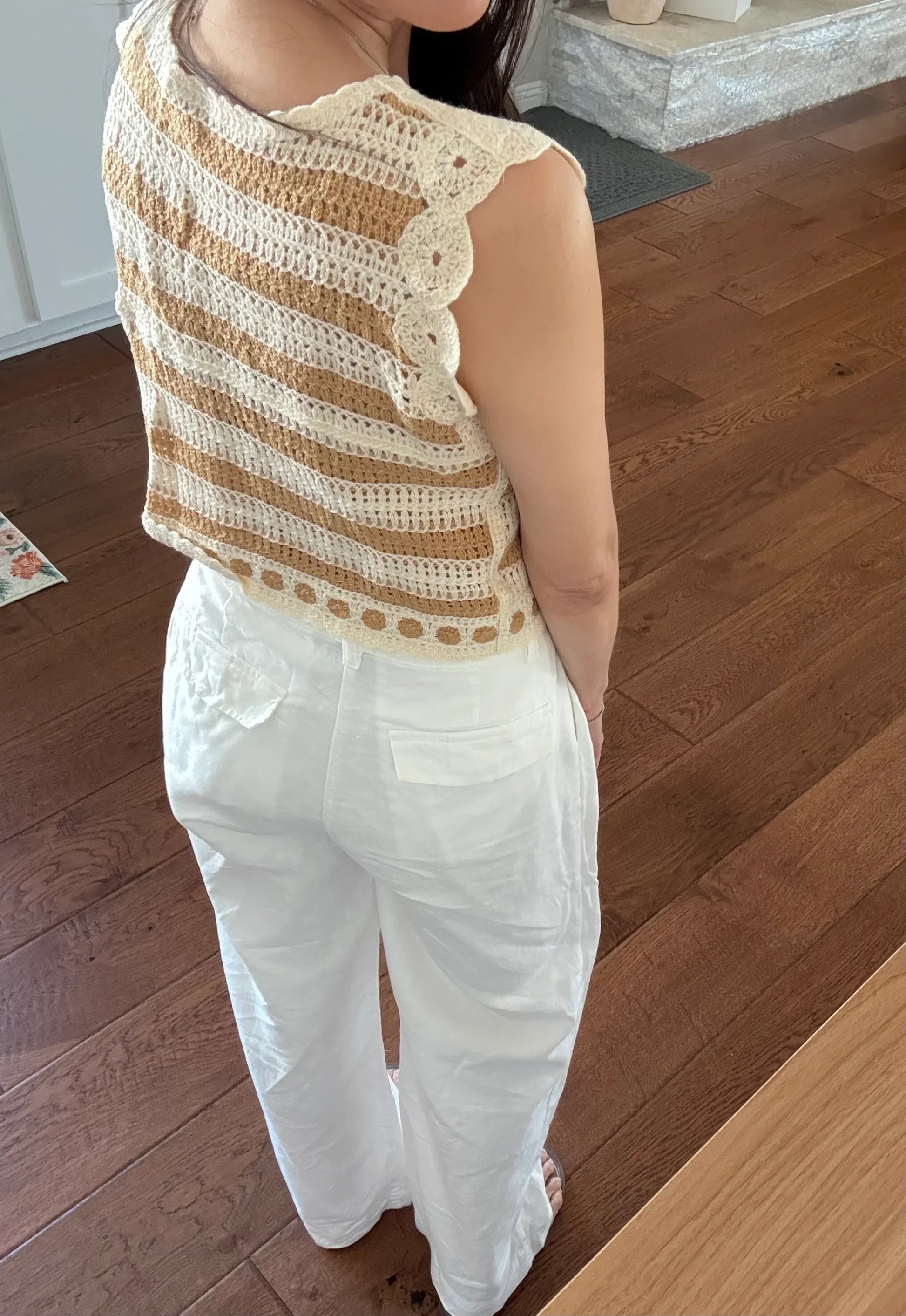 Soft cotton knit floral embroidered vest french style vintage inspired - Chickticks