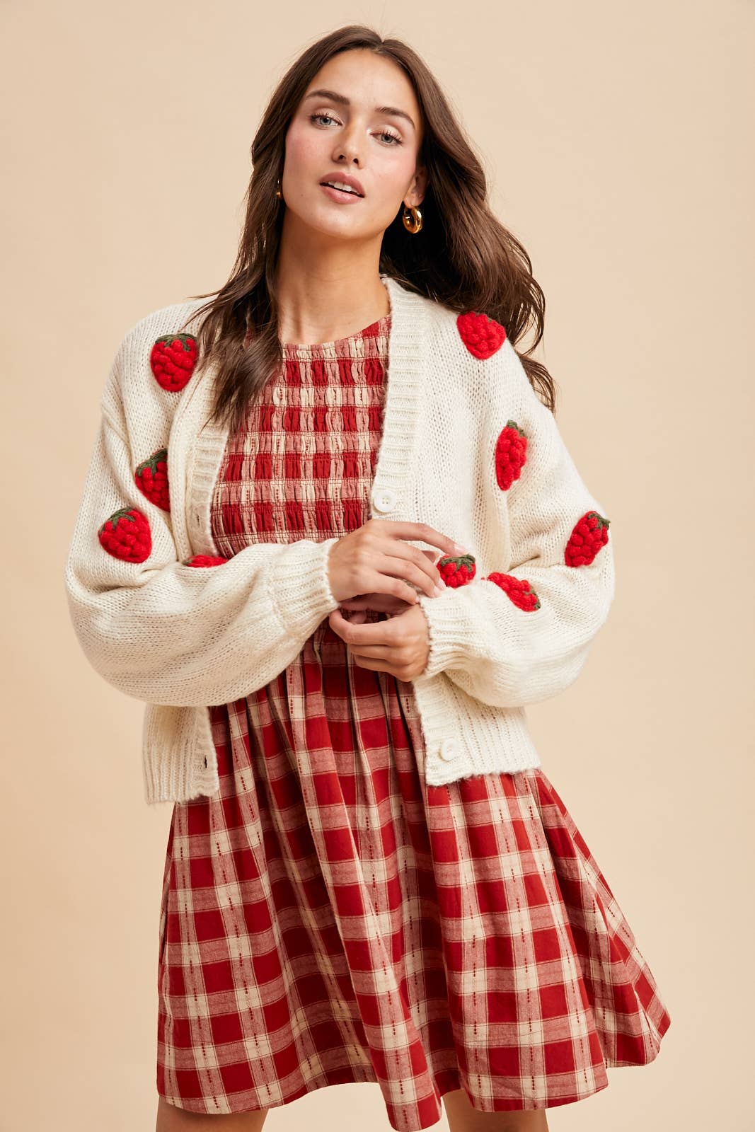 KNITTED 3D STRAWBERRY CARDIGAN - Chickticks