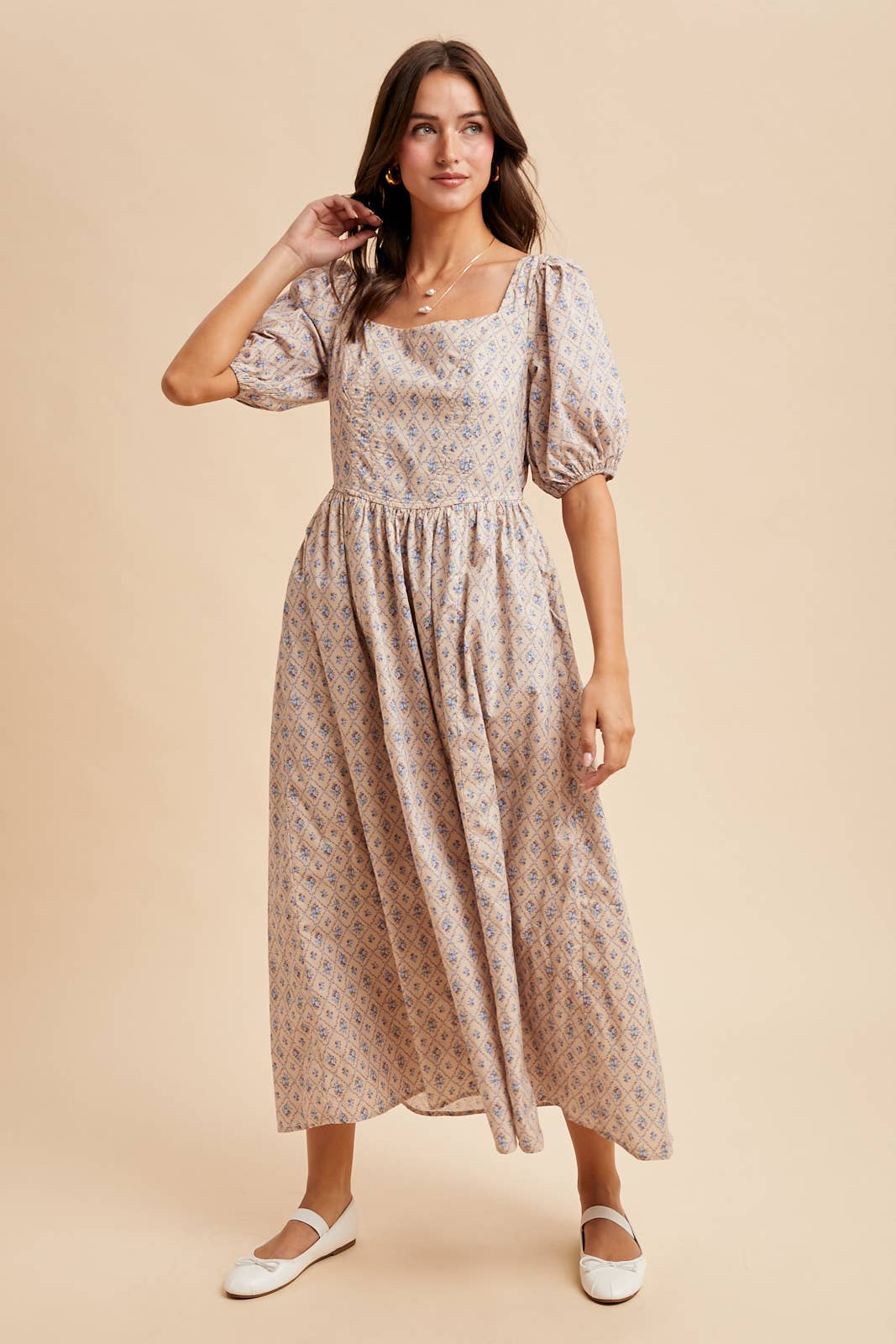 COTTON SQUARE NECK PUFF DRESS - Chickticks