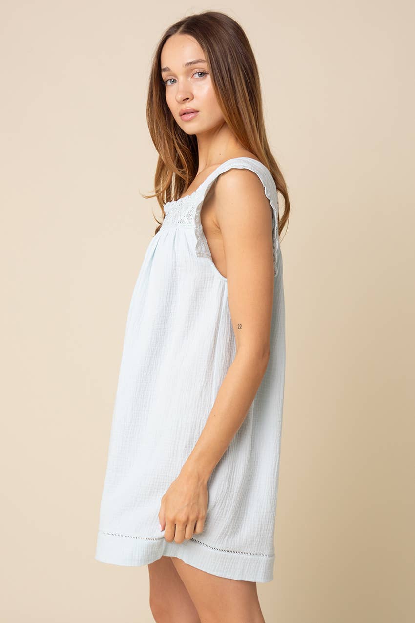Jamya Square-Neck Empire Mini Dress