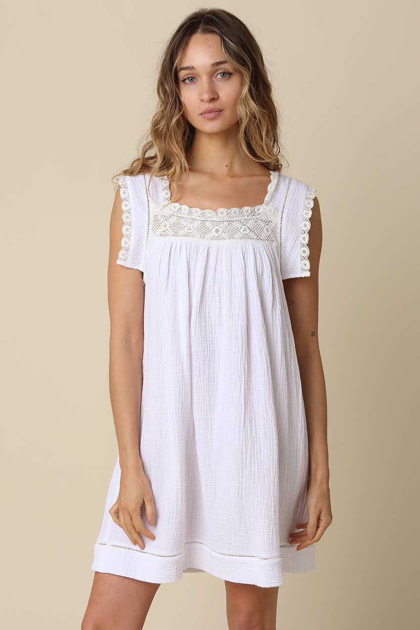 Jamya Square-Neck Empire Mini Dress