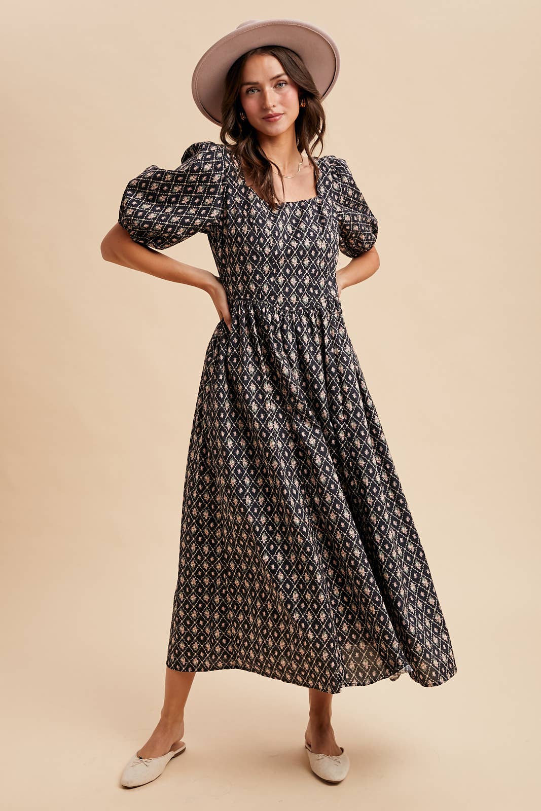 COTTON SQUARE NECK PUFF DRESS - Chickticks