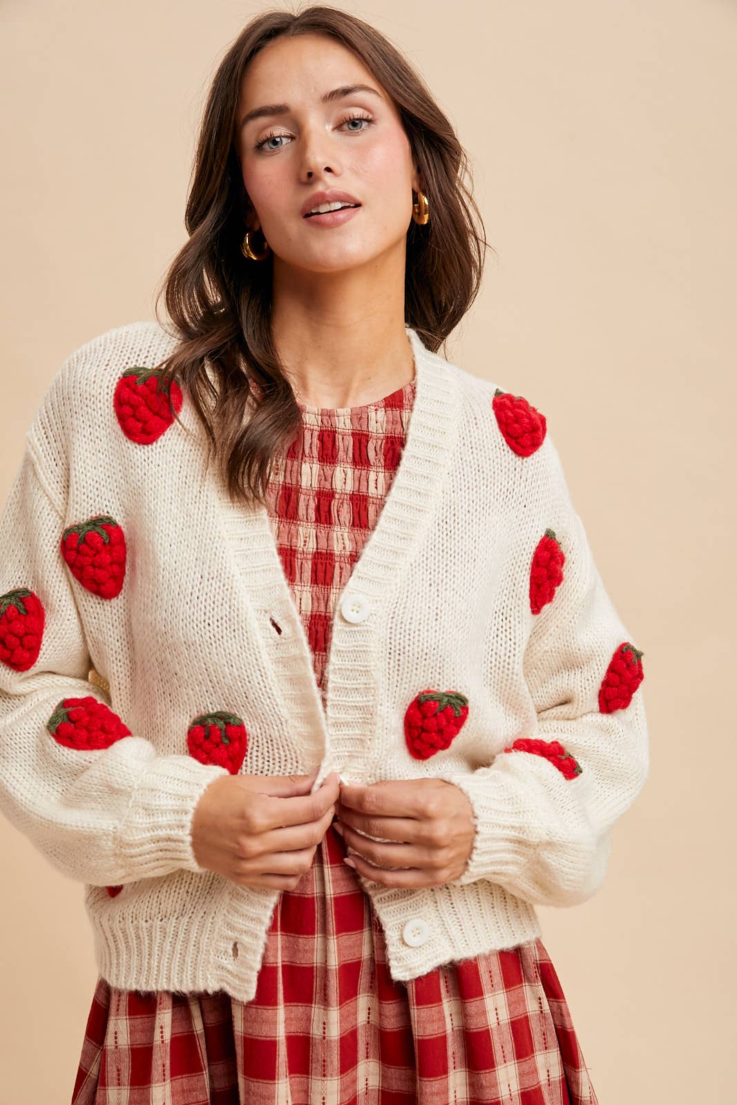 KNITTED 3D STRAWBERRY CARDIGAN - Chickticks