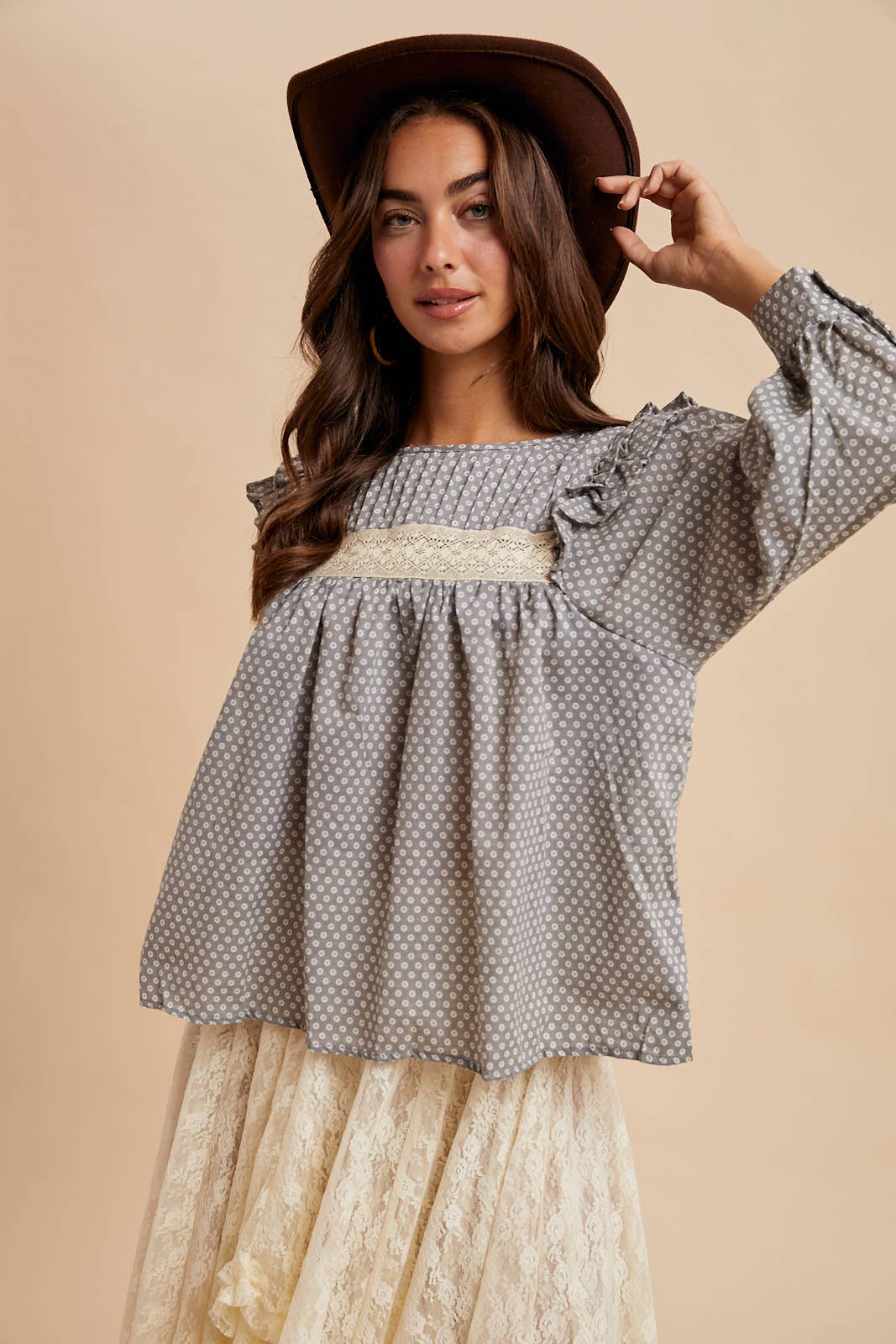PINTUCK SMOCK LONG SLEEVE BLOUSE - Chickticks
