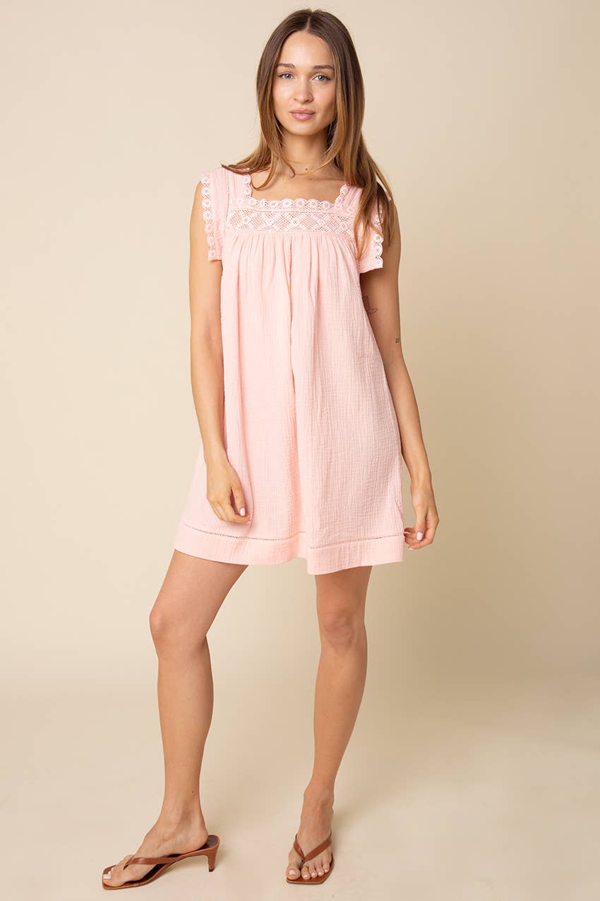 Jamya Square-Neck Empire Mini Dress