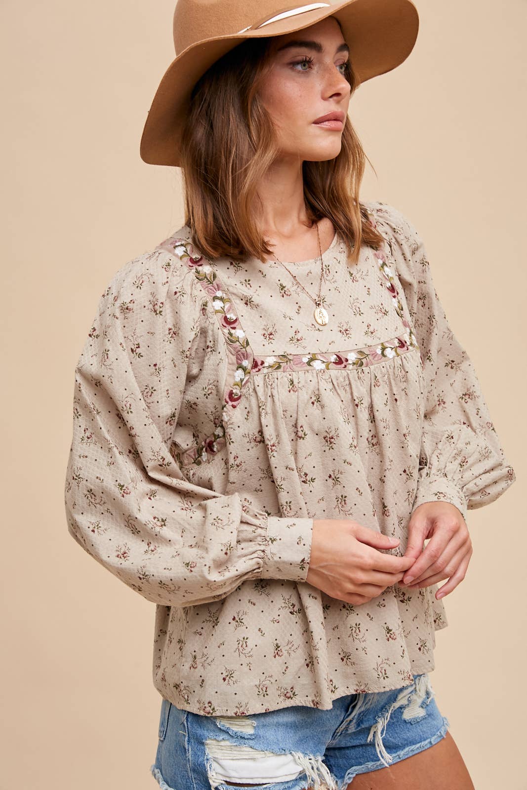 FLORAL PRINT COTTON BLOUSE - Chickticks
