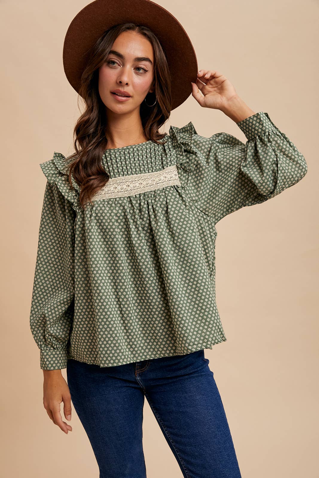 PINTUCK SMOCK LONG SLEEVE BLOUSE - Chickticks