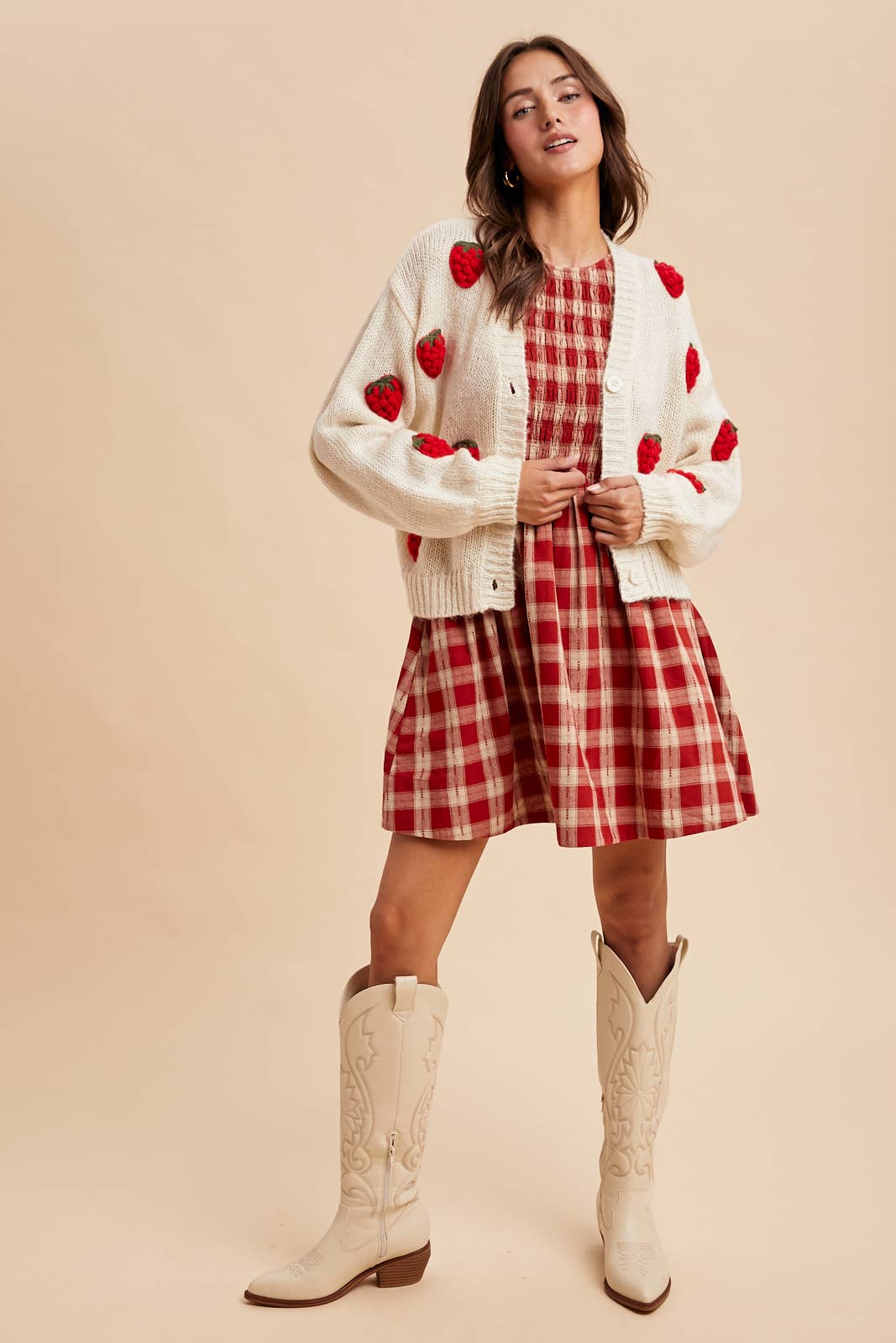 KNITTED 3D STRAWBERRY CARDIGAN - Chickticks