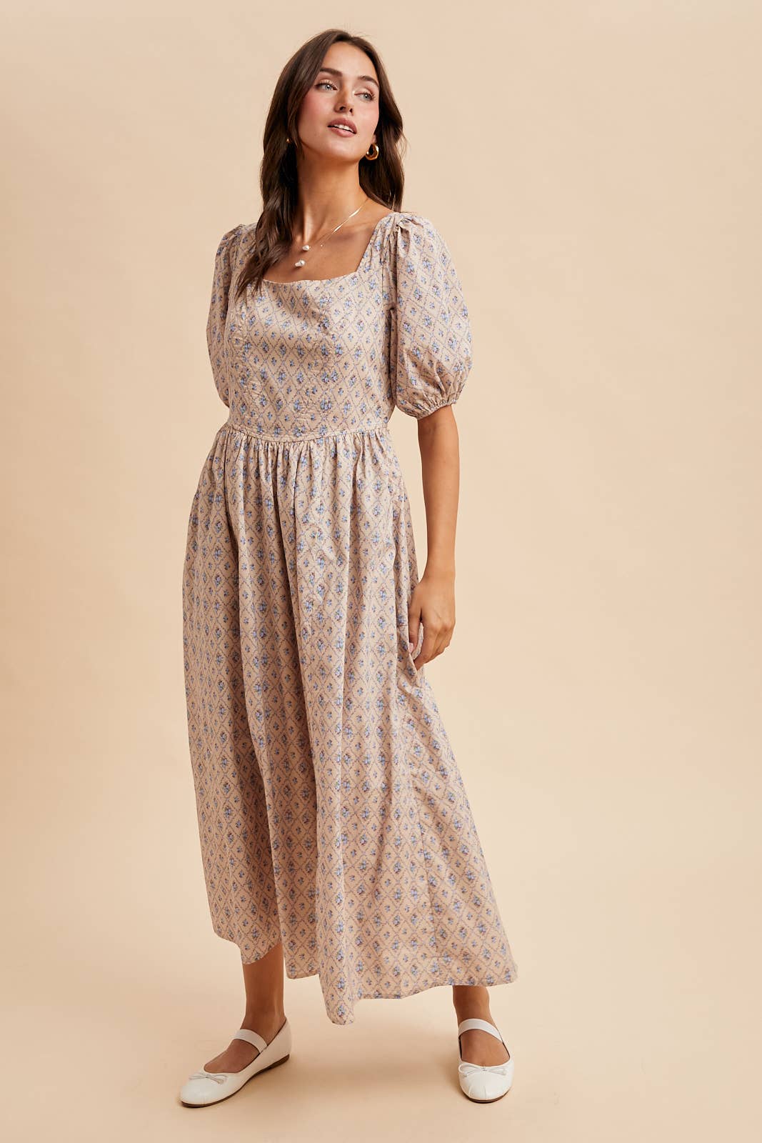 COTTON SQUARE NECK PUFF DRESS - Chickticks