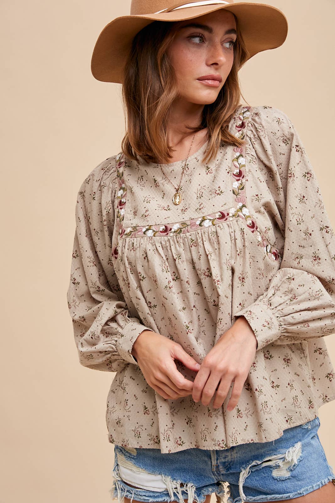FLORAL PRINT COTTON BLOUSE - Chickticks