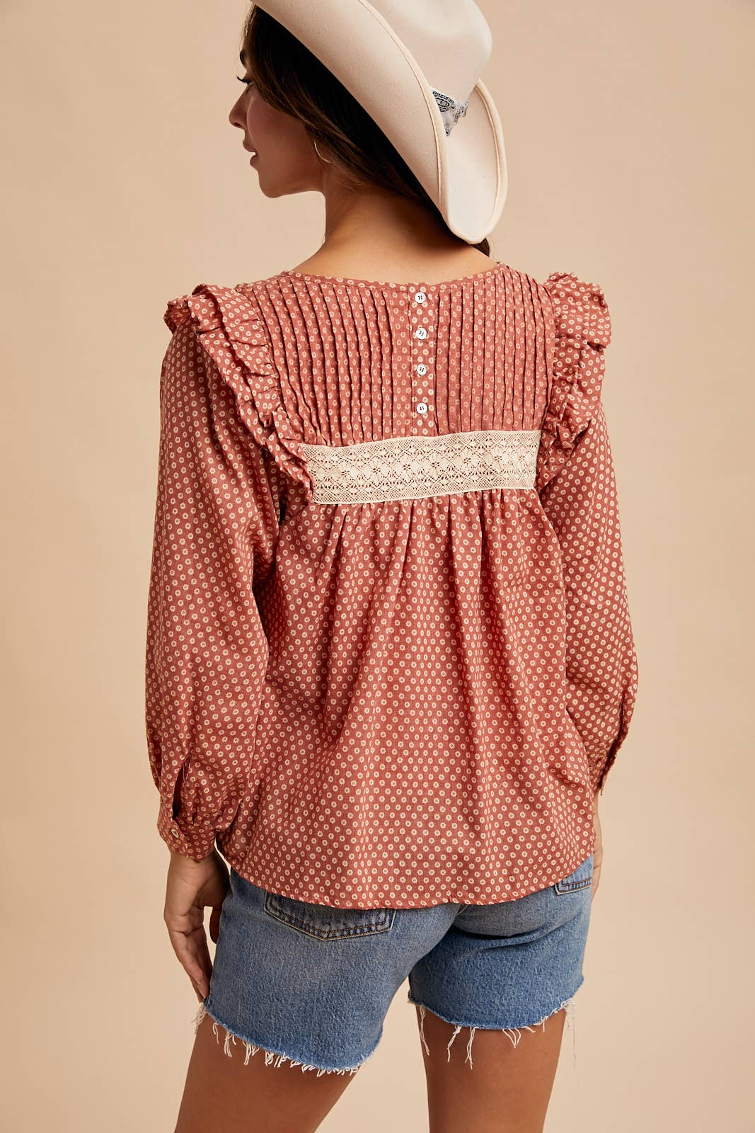 PINTUCK SMOCK LONG SLEEVE BLOUSE - Chickticks