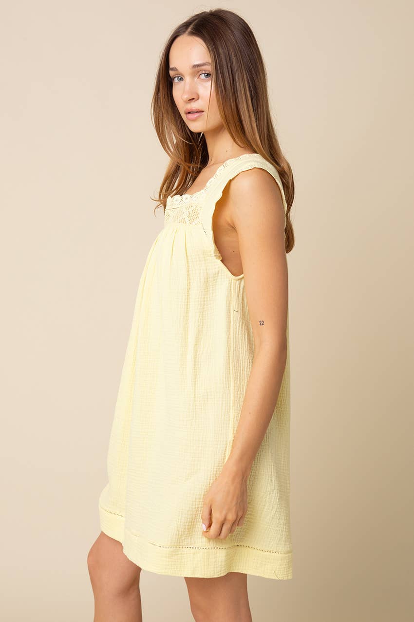 Jamya Square-Neck Empire Mini Dress