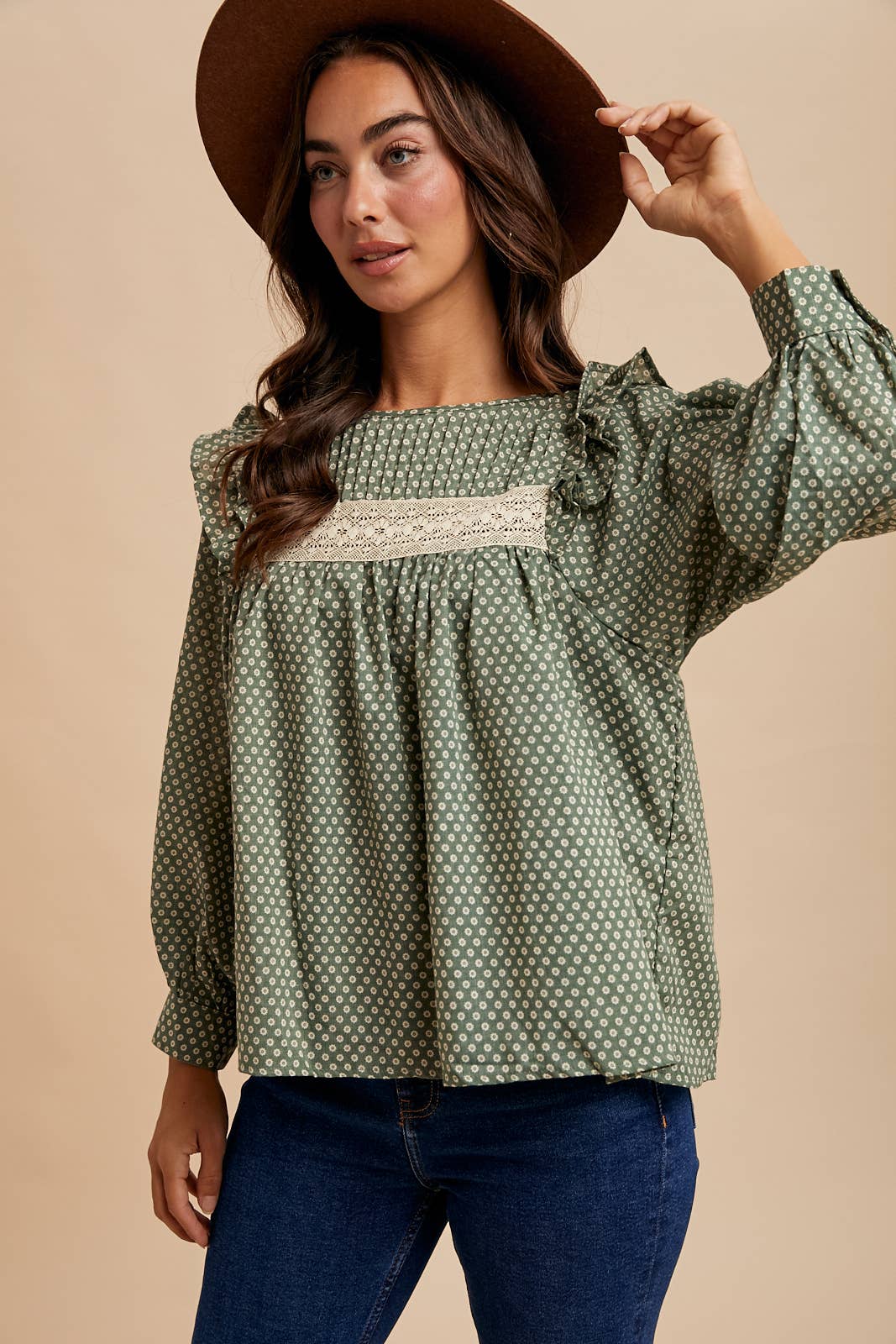 PINTUCK SMOCK LONG SLEEVE BLOUSE - Chickticks