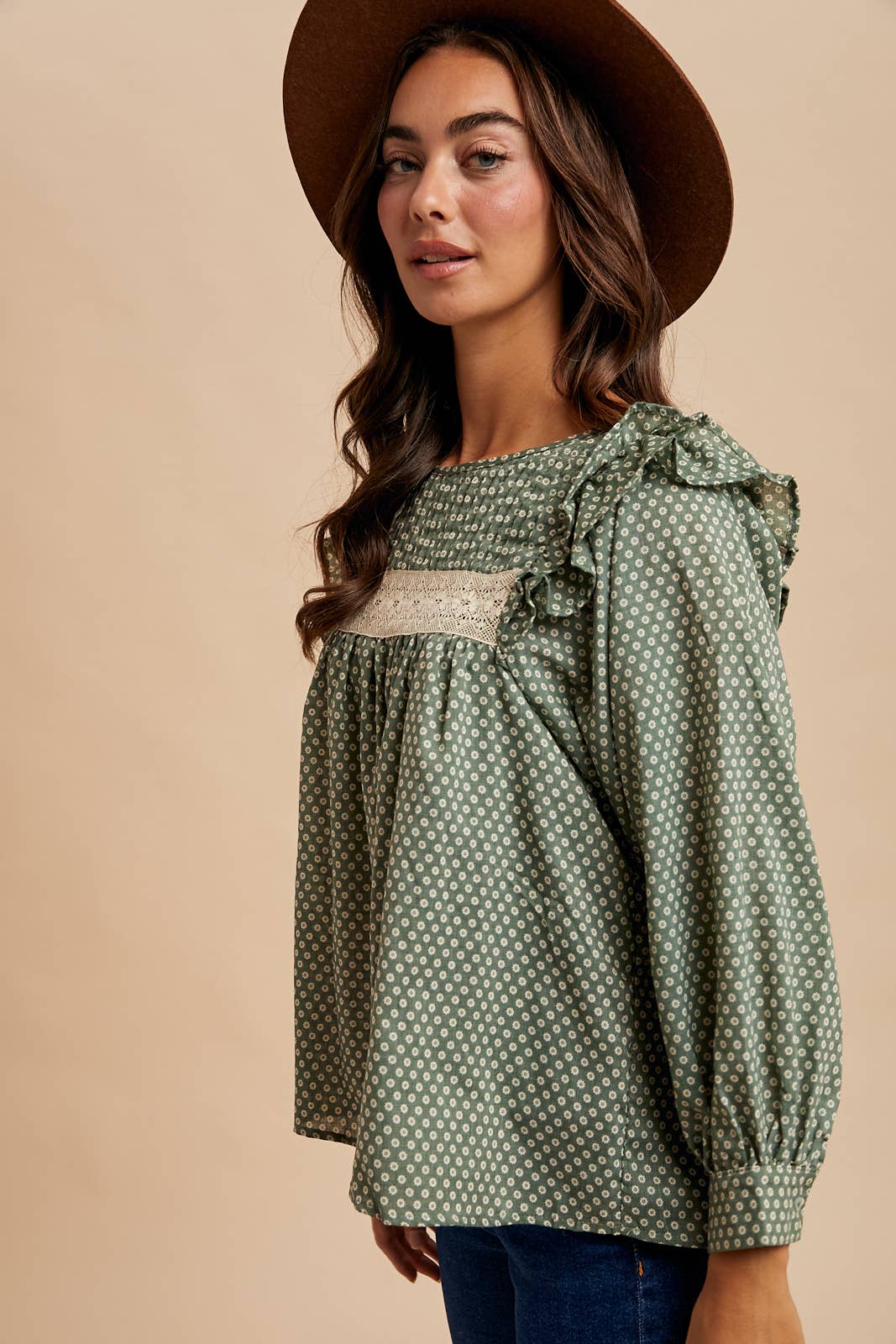 PINTUCK SMOCK LONG SLEEVE BLOUSE - Chickticks